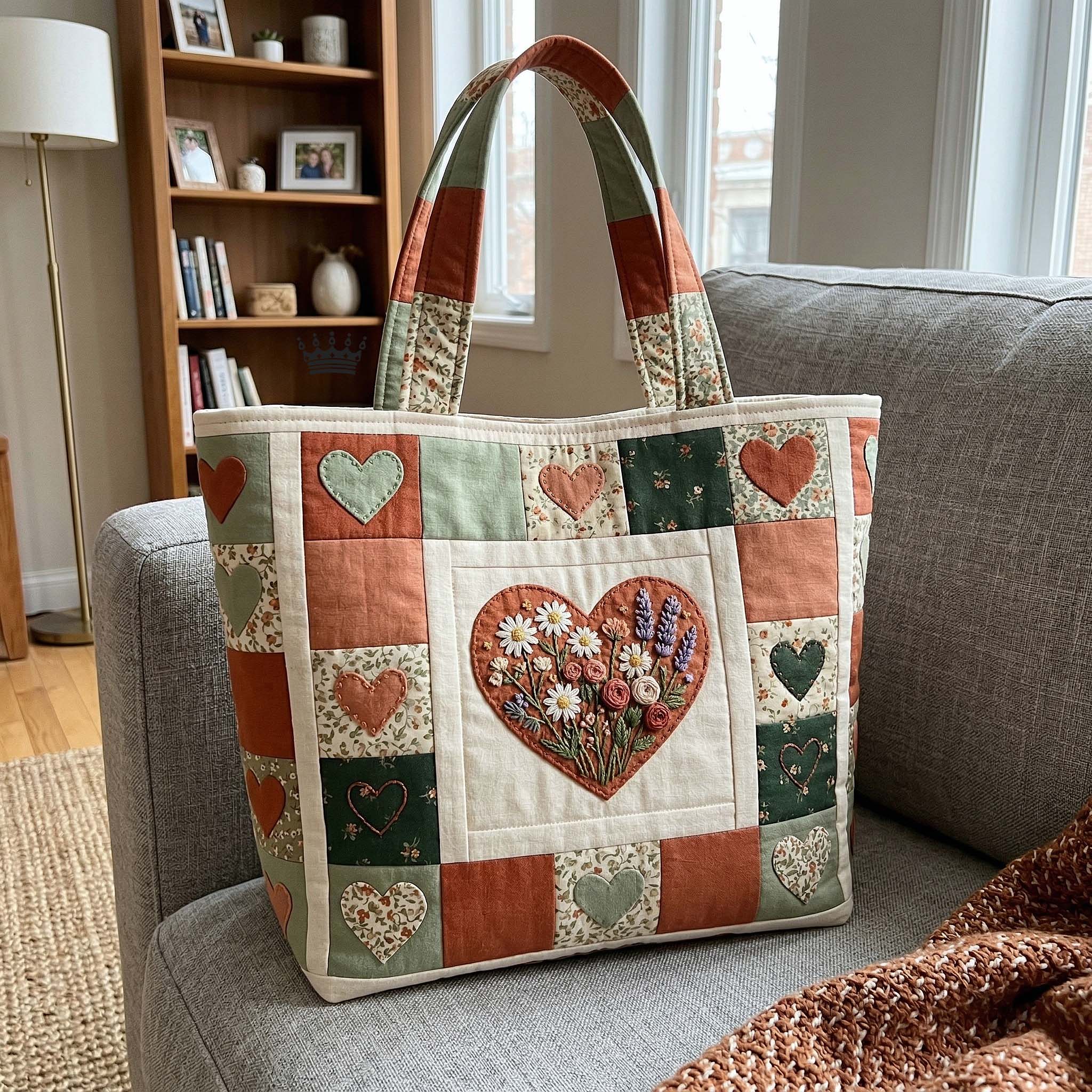 Flower Patchwork Quilted Tote Bag GFTOTP18173