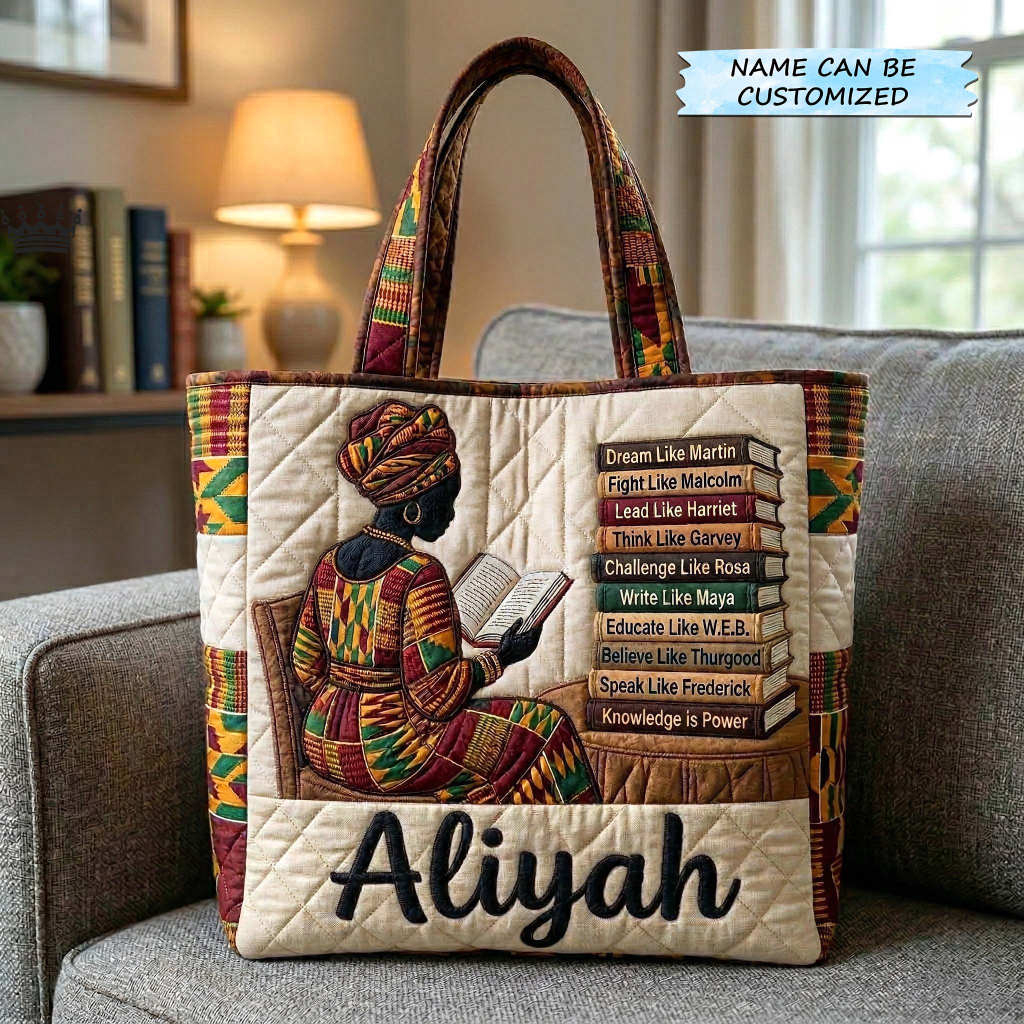 Ebony Reader Quilted Tote Bag QTCUZ GFTOTP18234