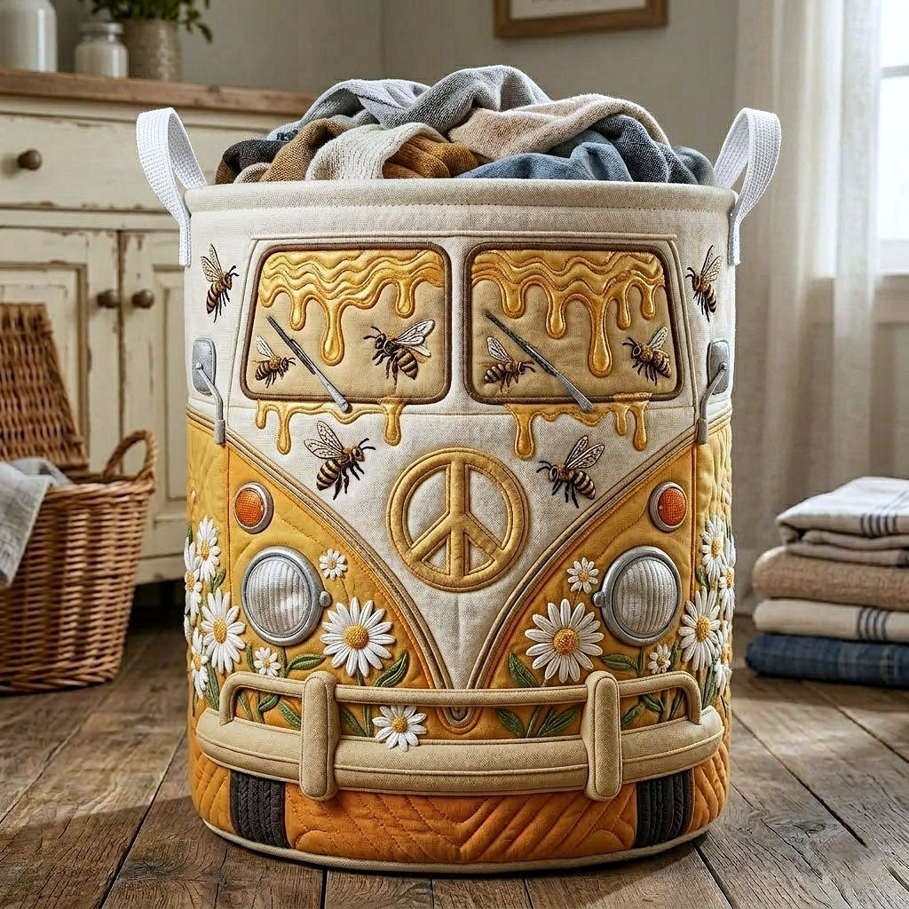 Hippie Van Quilted Laundry Basket GFTOTP18765