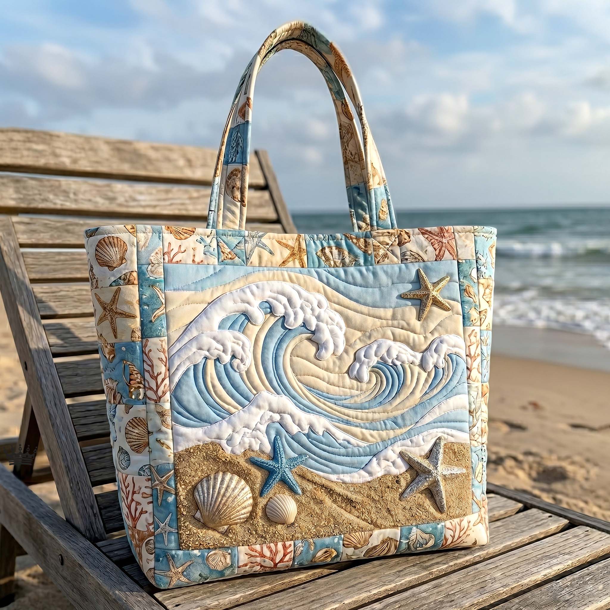 Coastal Whisper Quilted Tote Bag GFTOTP18976