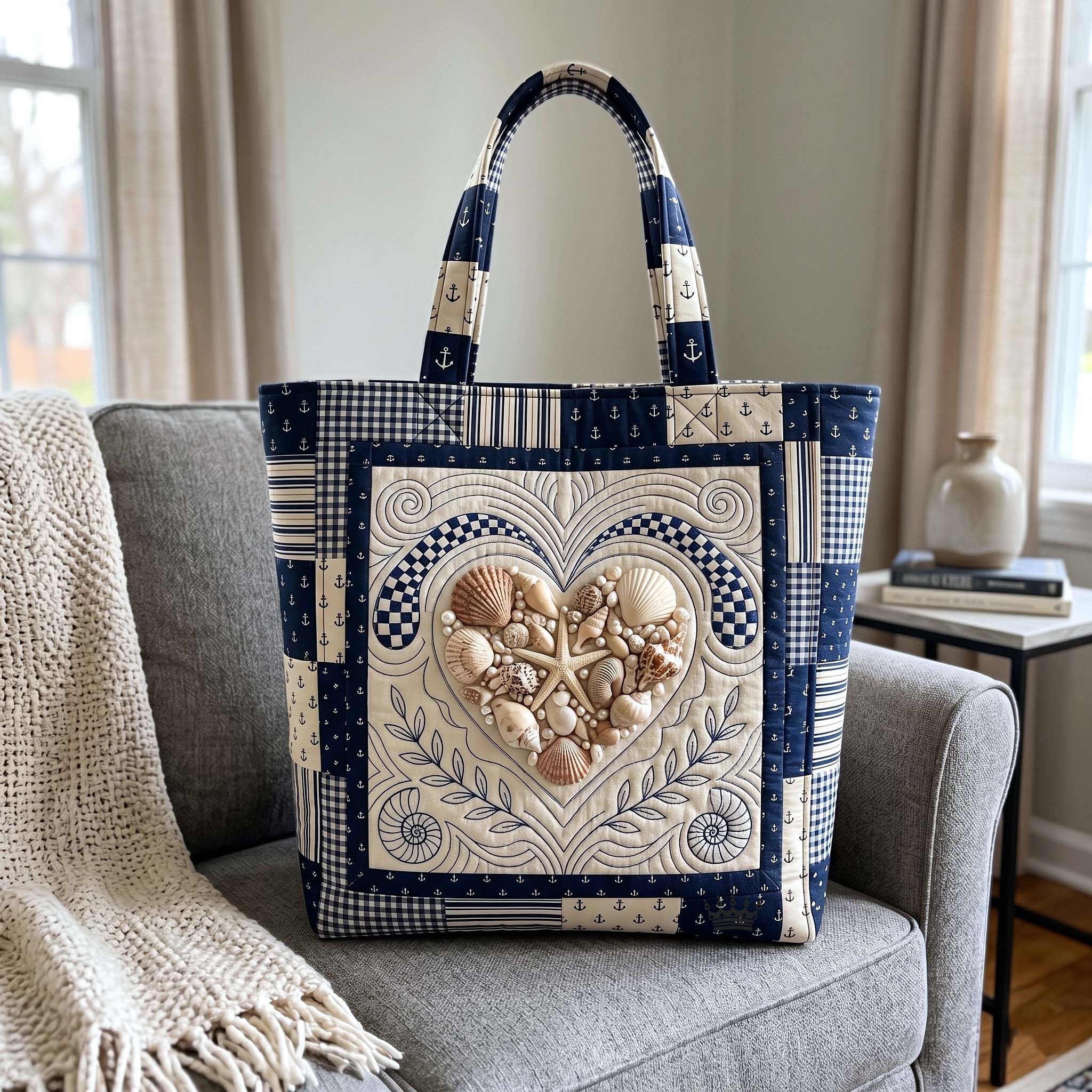 Coastal Whisper Quilted Tote Bag GFTOTP18977