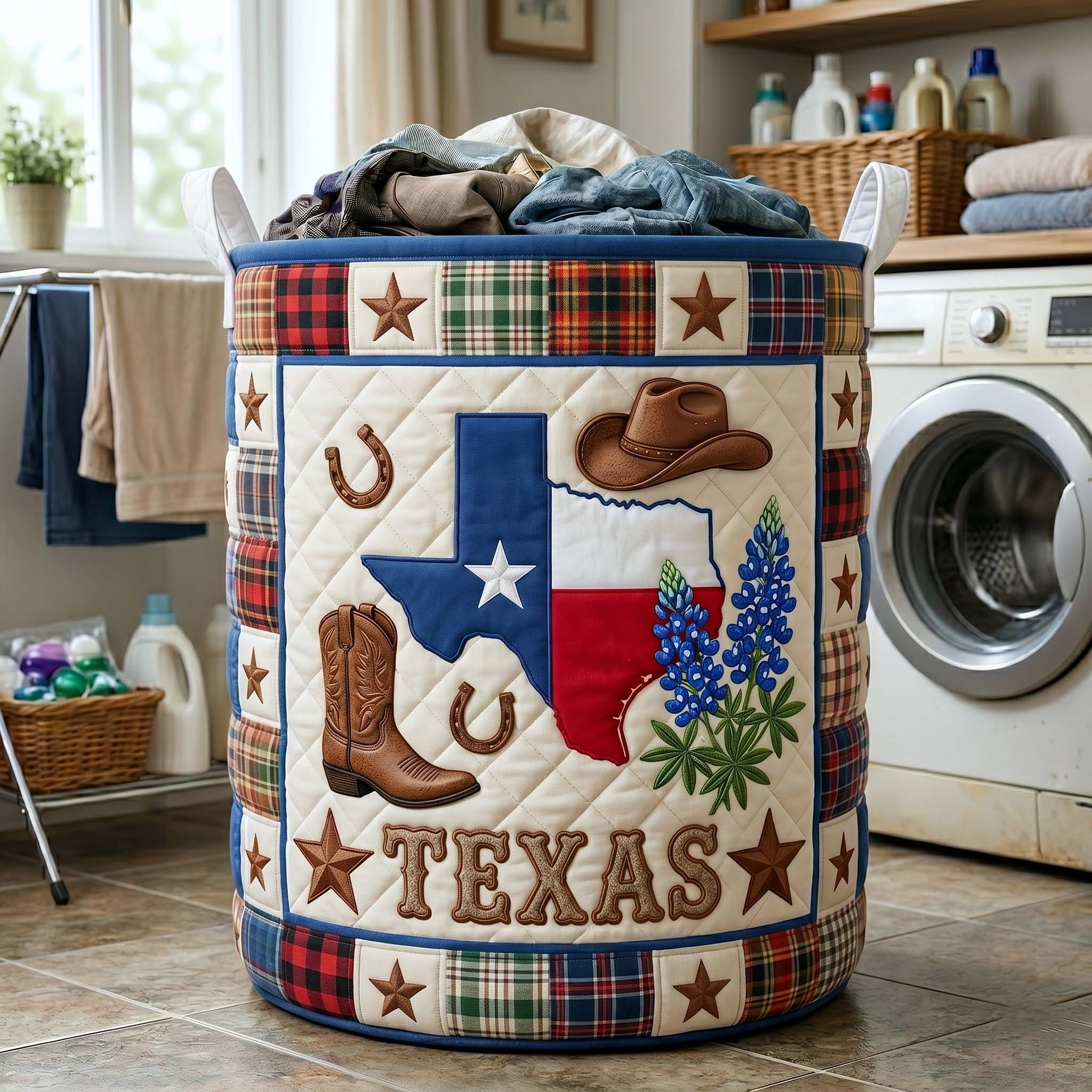 Texas Pride Quilted Laundry Basket GFTOTP19130