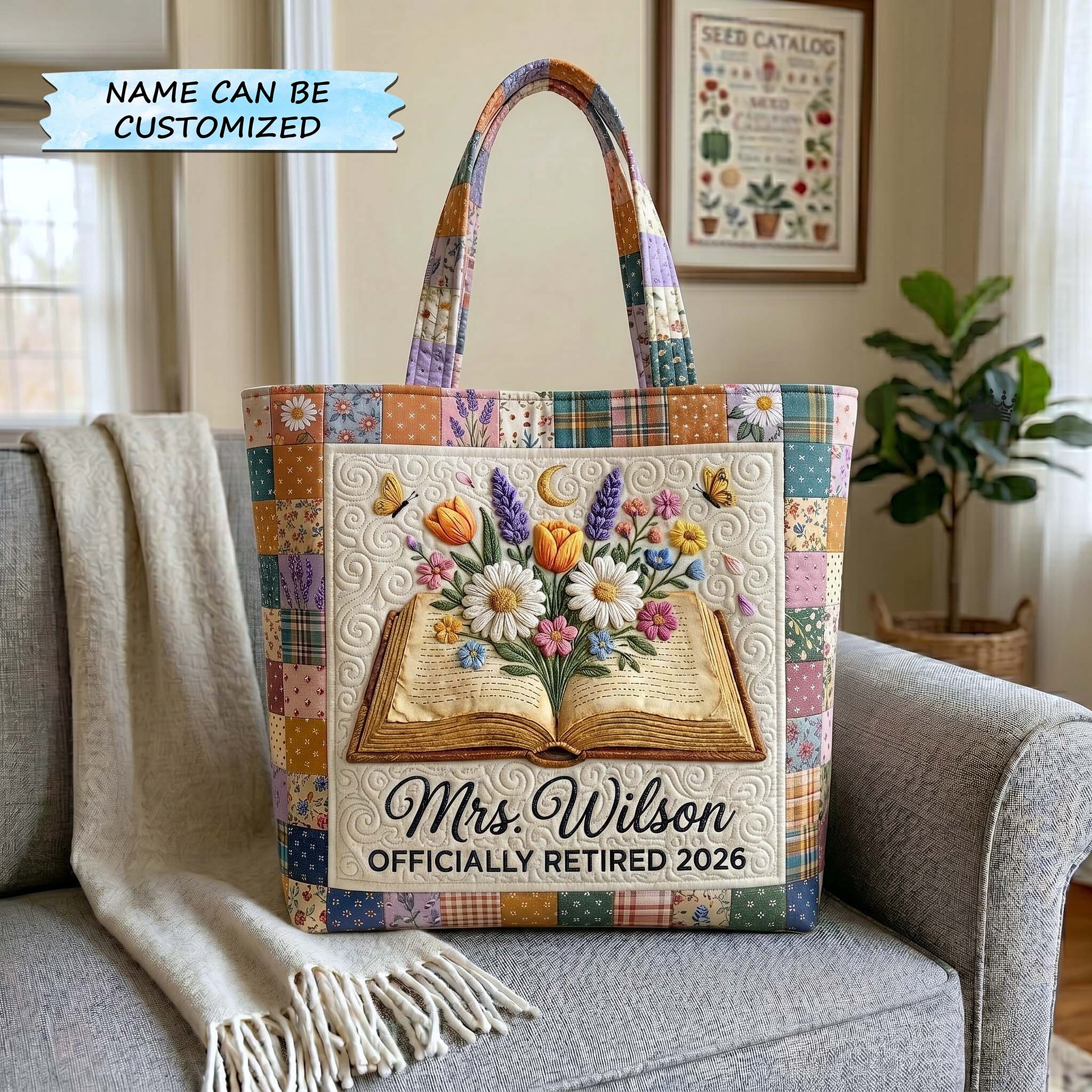 Happy Retirement Quilted Tote Bag QTCUZ GFTOTP19352