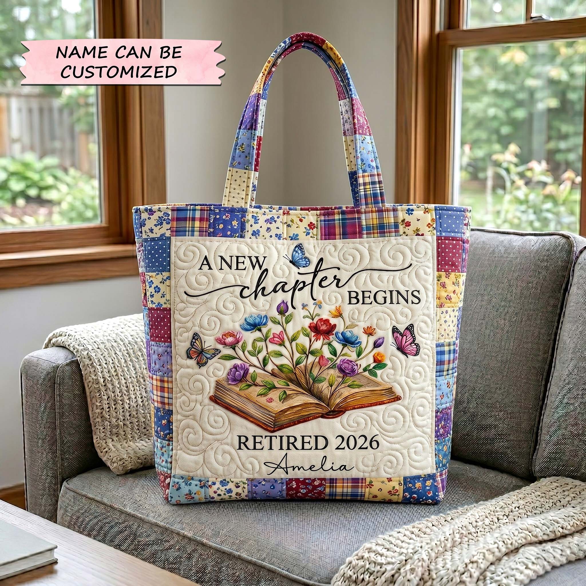 Happy Retirement Quilted Tote Bag QTCUZ GFTOTP19353
