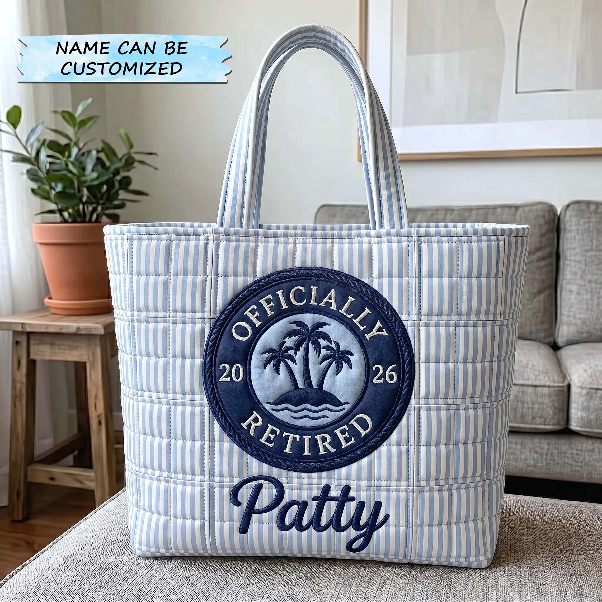 Happy Retirement Quilted Tote Bag QTCUZ GFTOTP19354