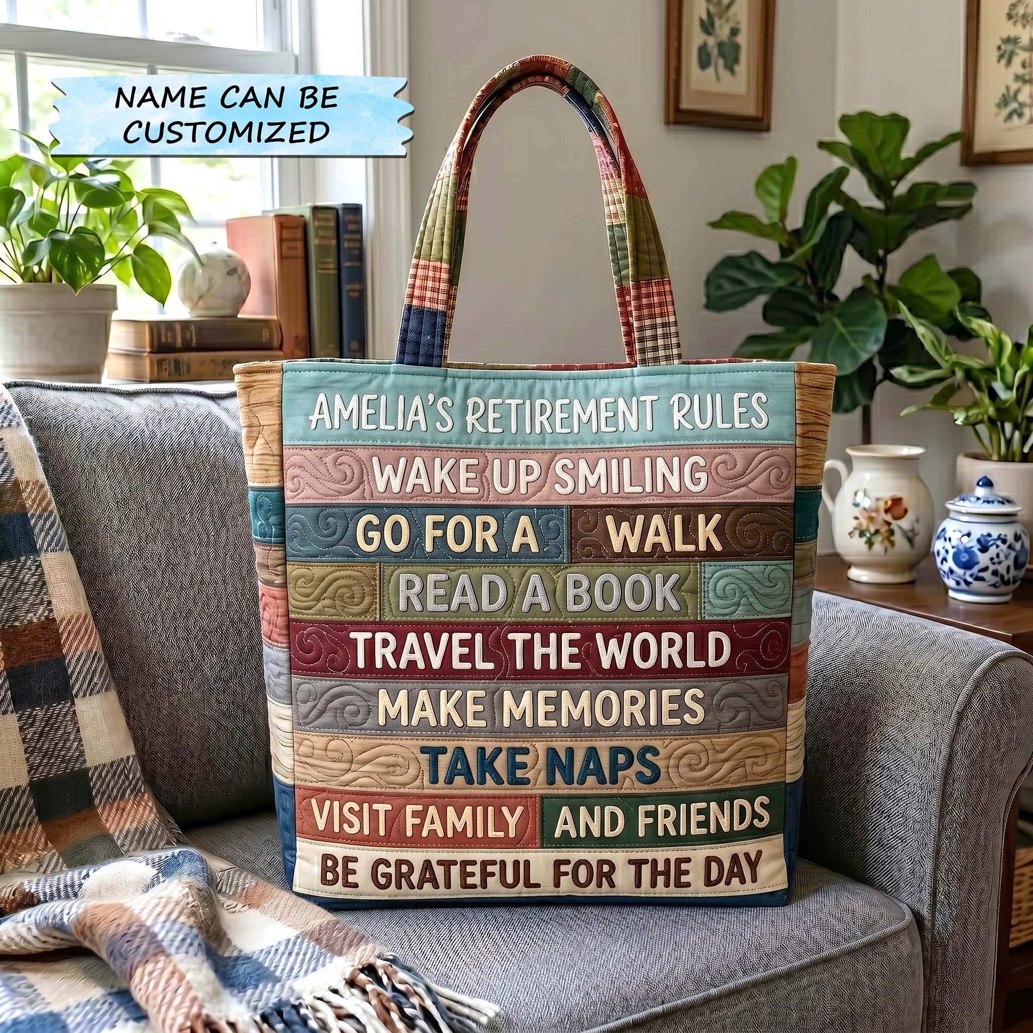 Happy Retirement Quilted Tote Bag QTCUZ GFTOTP19355