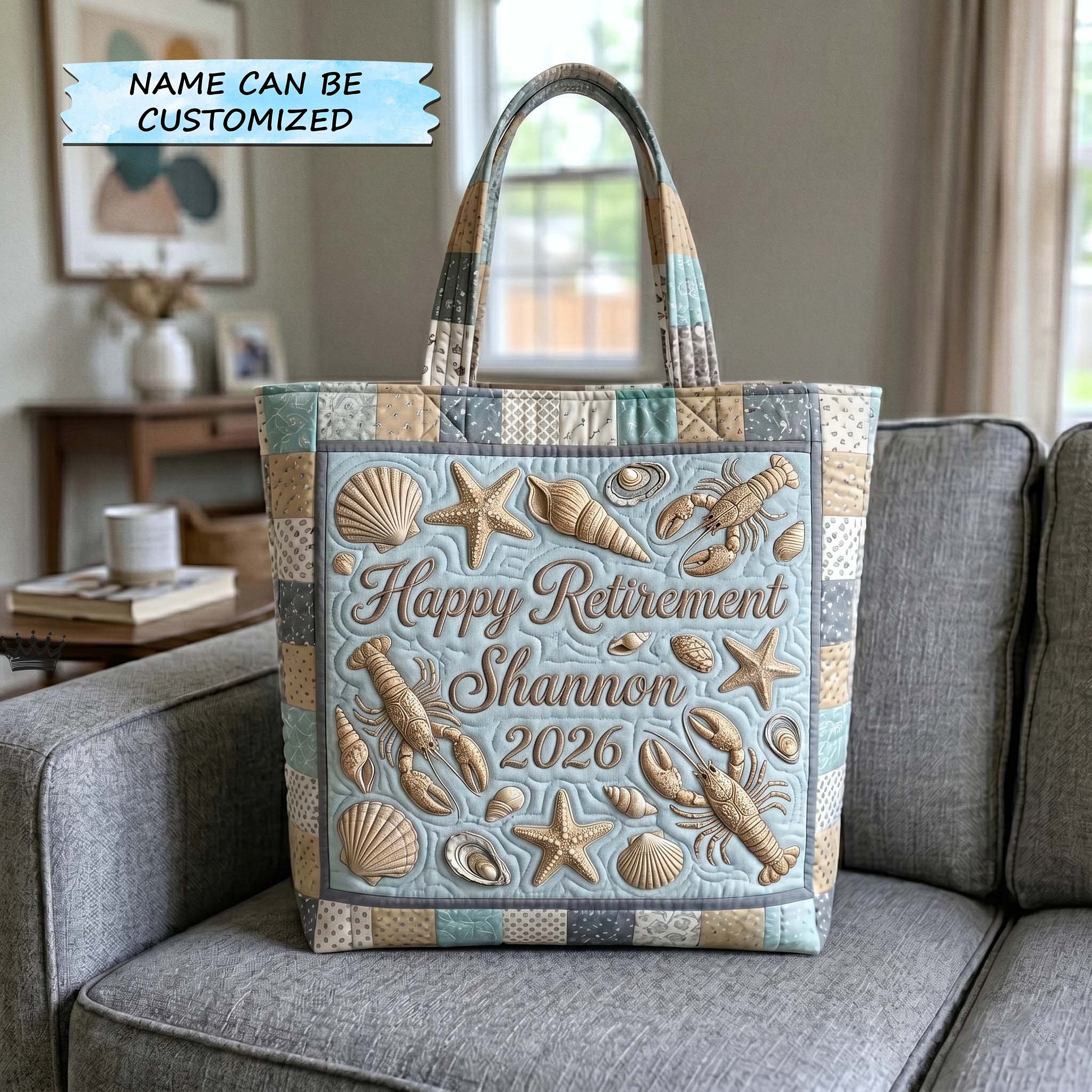 Happy Retirement Quilted Tote Bag QTCUZ GFTOTP19356