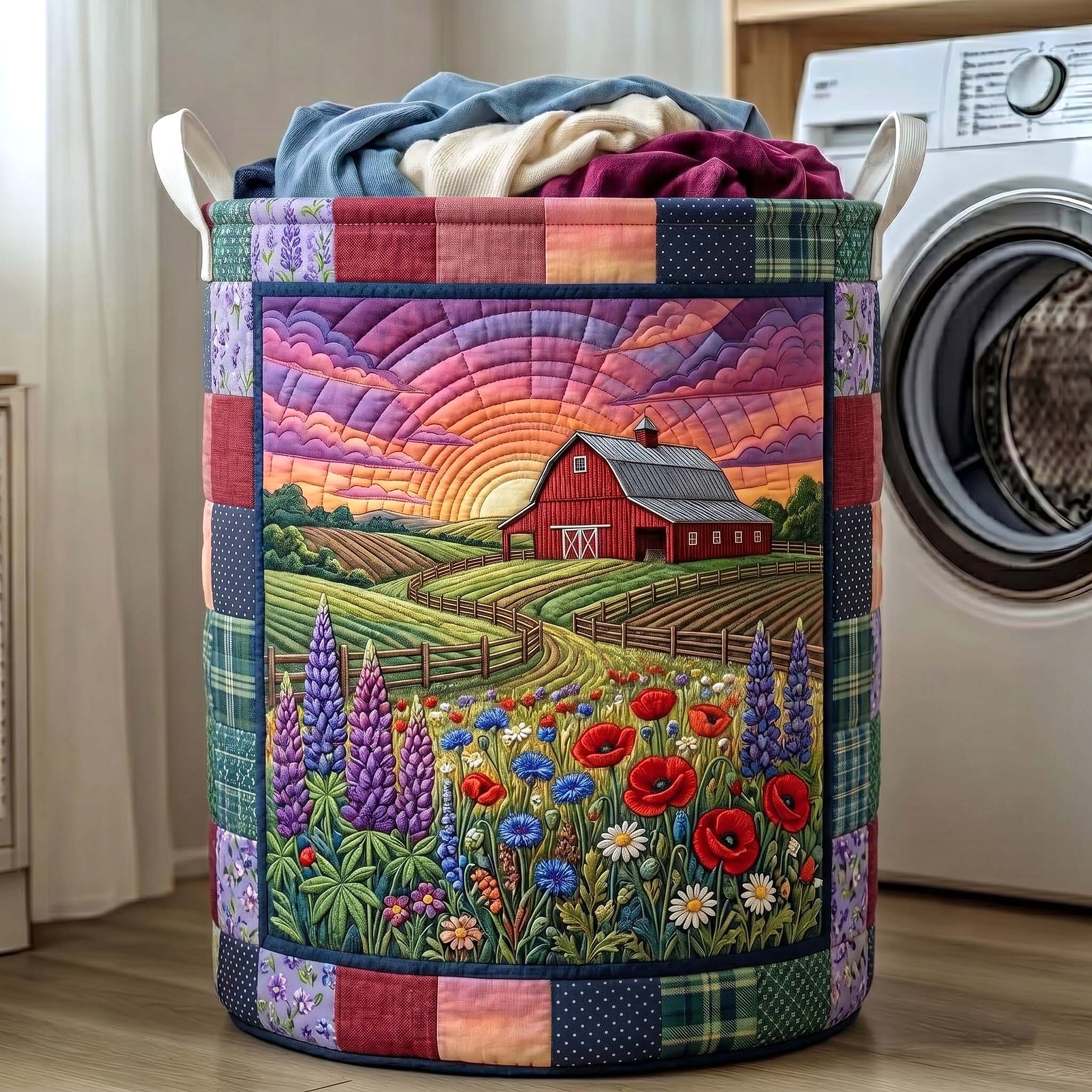 Rustic Homestead Quilted Laundry Basket GFTOTP19391