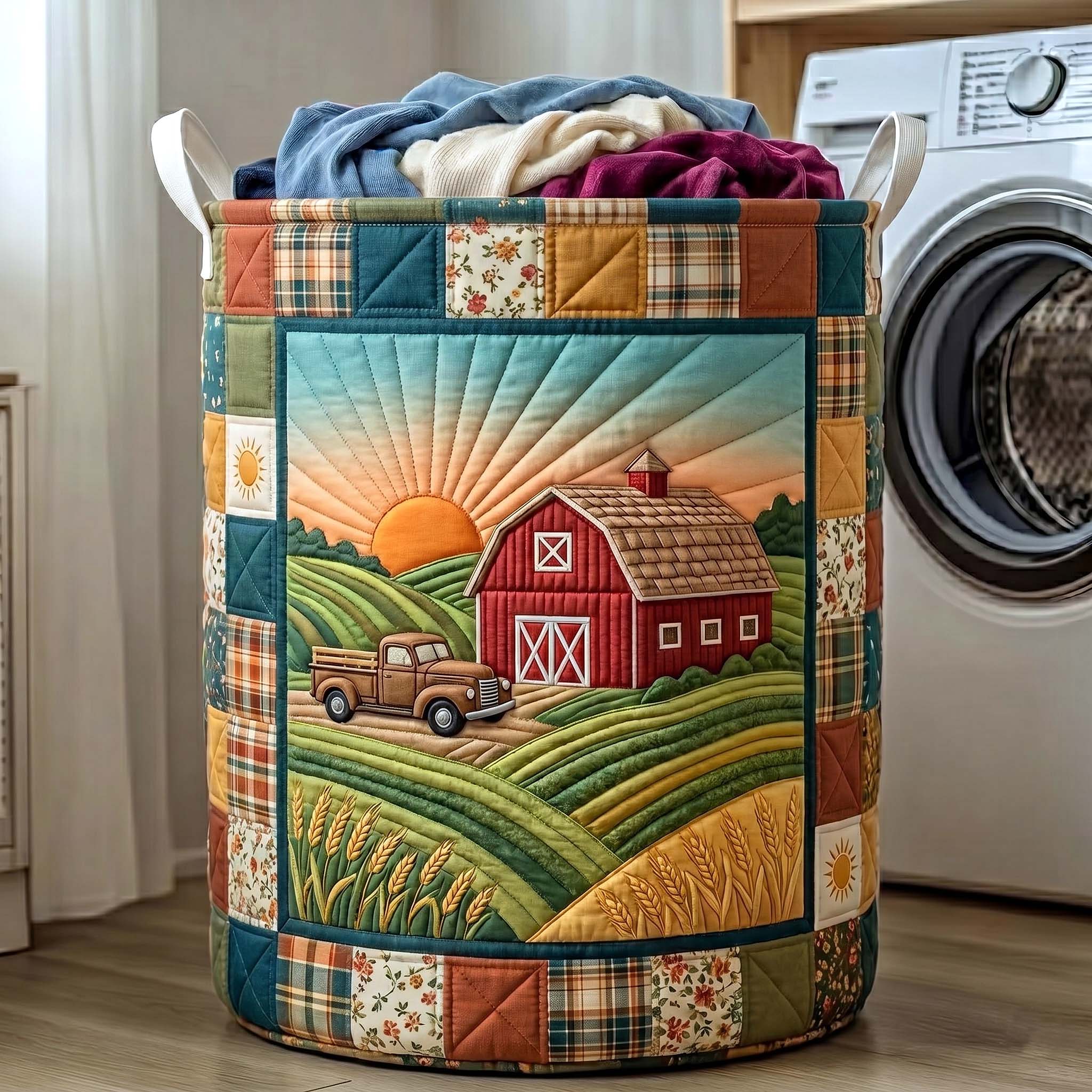 Rustic Homestead Quilted Laundry Basket GFTOTP19392