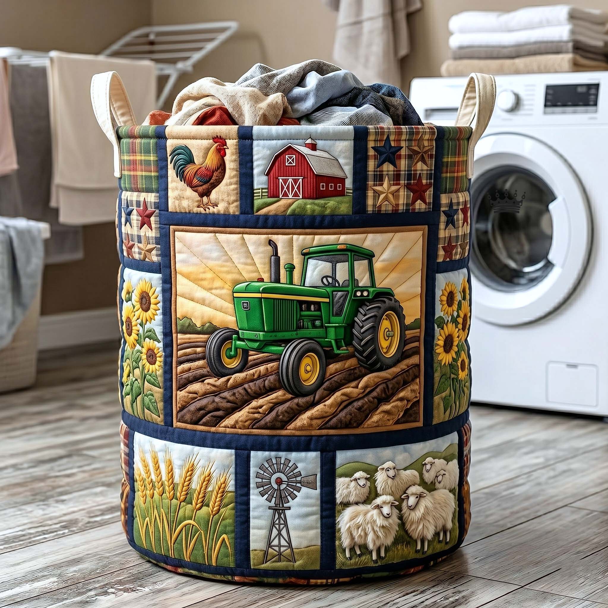 Rustic Homestead Quilted Laundry Basket GFTOTP19394