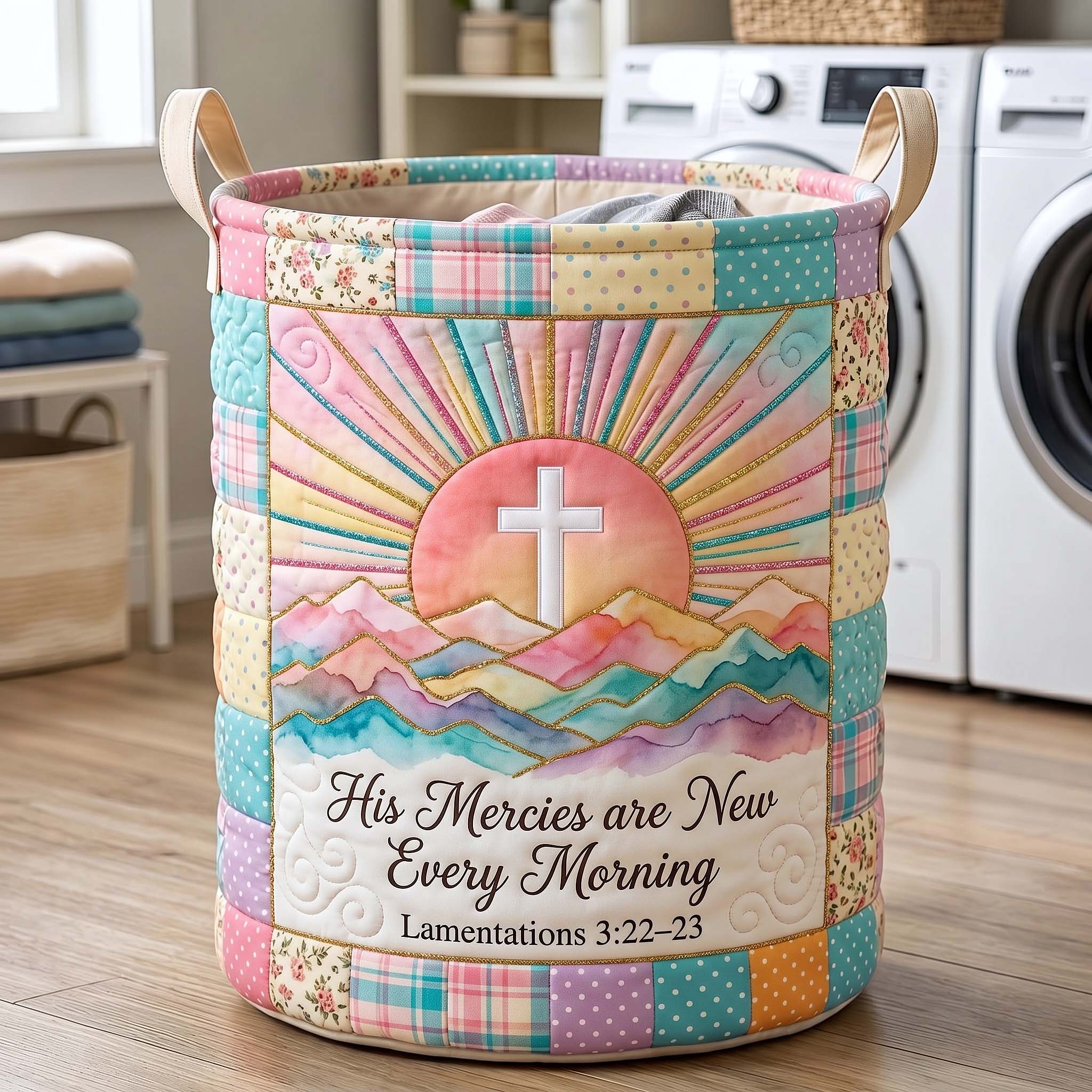Words Of Faith Quilted Laundry Basket GFTOTP19536