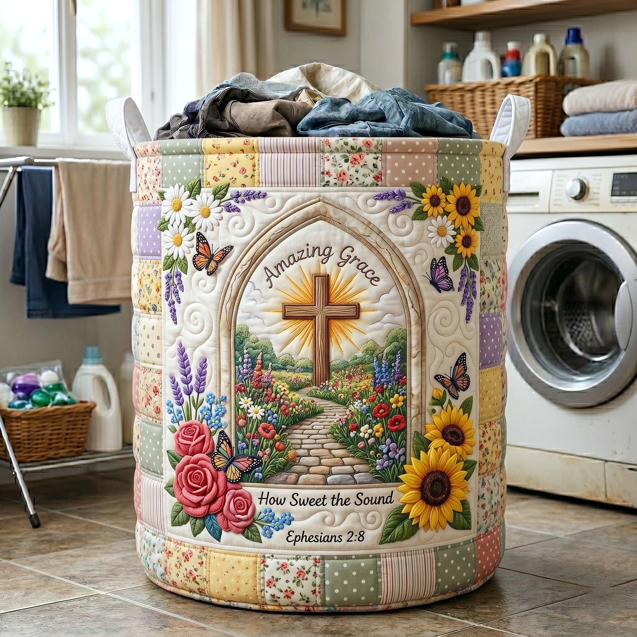 Words Of Faith Quilted Laundry Basket GFTOTP19537