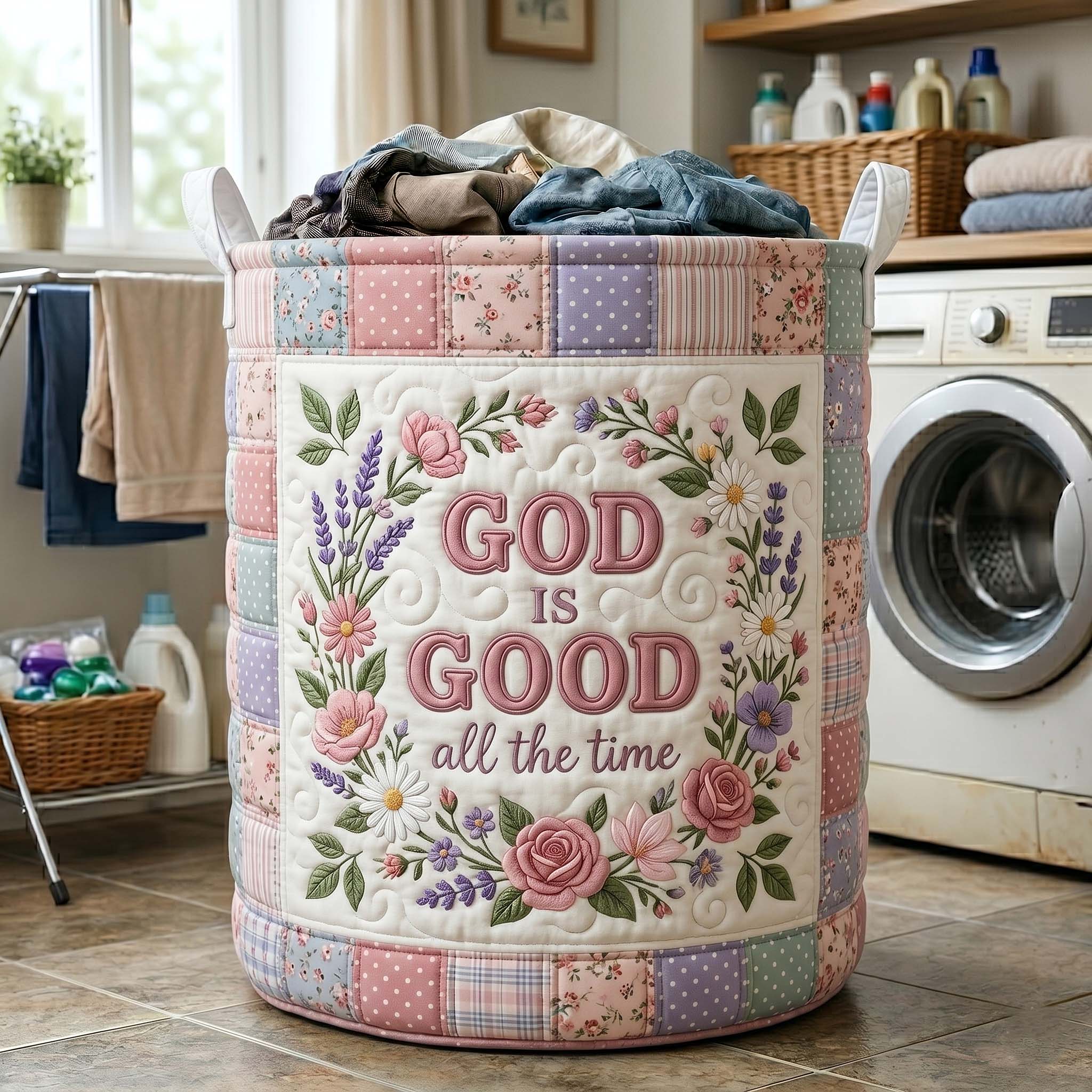 Words Of Faith Quilted Laundry Basket GFTOTP19538