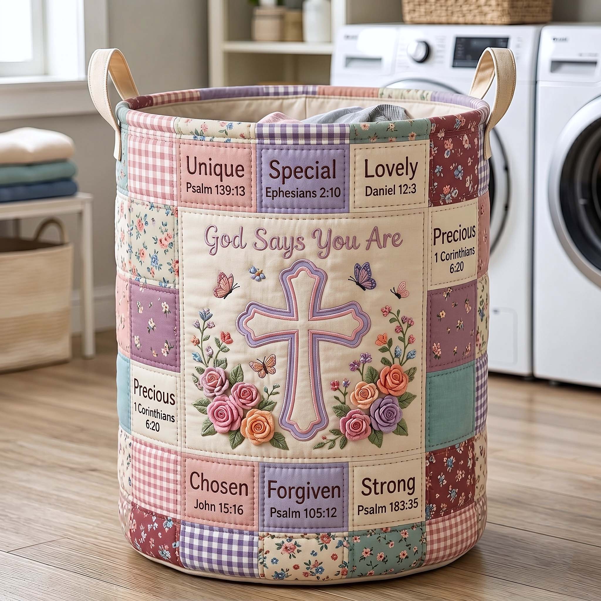 Words Of Faith Quilted Laundry Basket GFTOTP19539