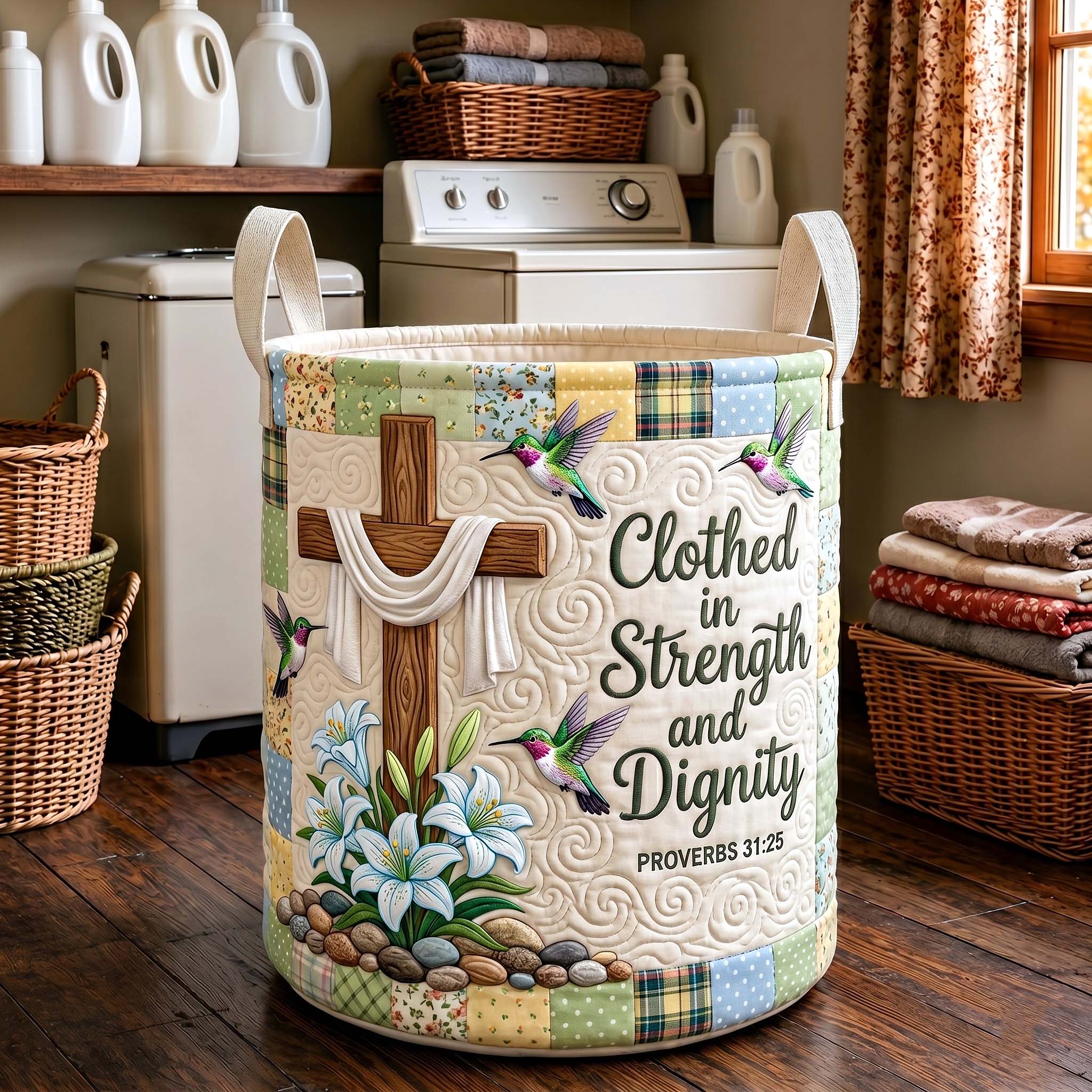 Grace Garden Quilted Laundry Basket GFTOTP19541