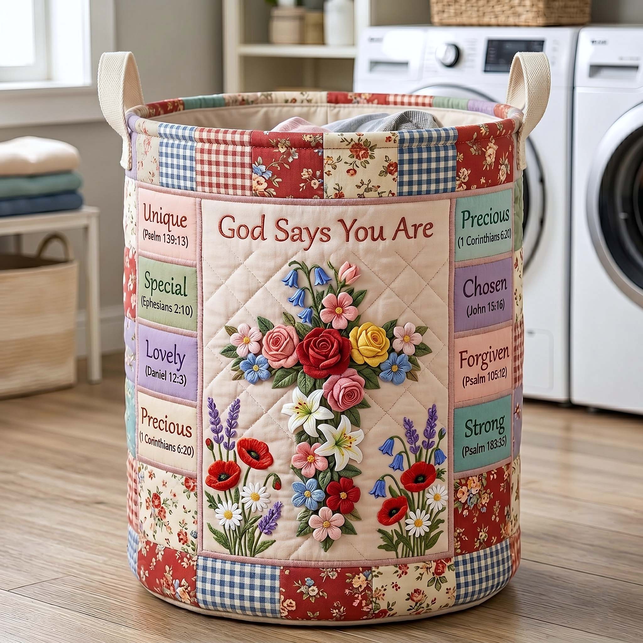 Grace Garden Quilted Laundry Basket GFTOTP19545