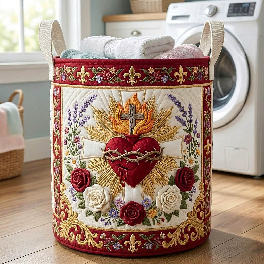 Amazing Grace Quilted Laundry Basket GFTOTP19754