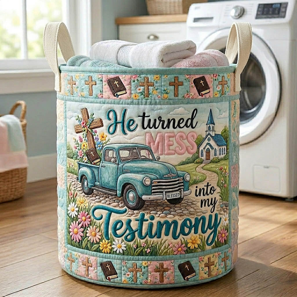 Amazing Grace Quilted Laundry Basket GFTOTP19756