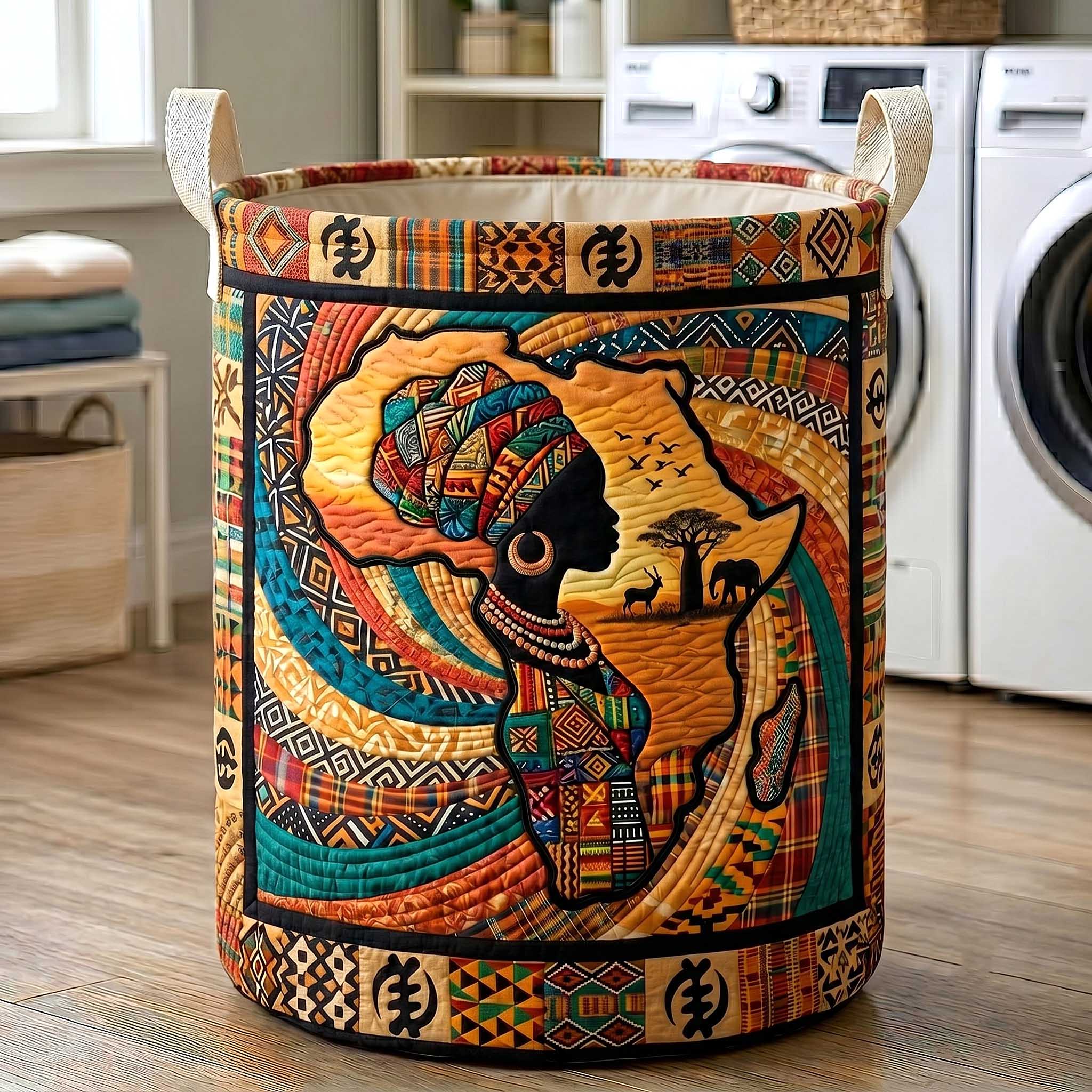 African Roots Quilted Laundry Basket GFTOTP19887