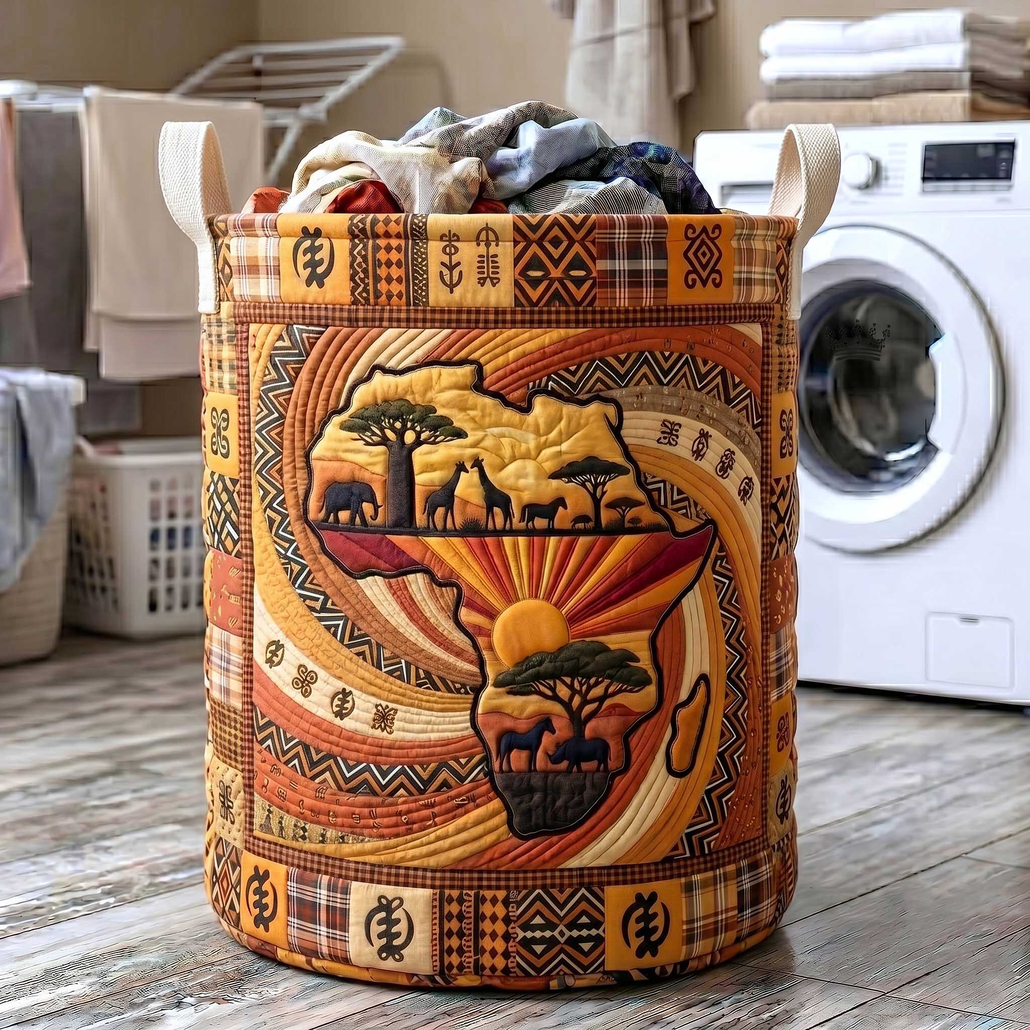 African Roots Quilted Laundry Basket GFTOTP19888
