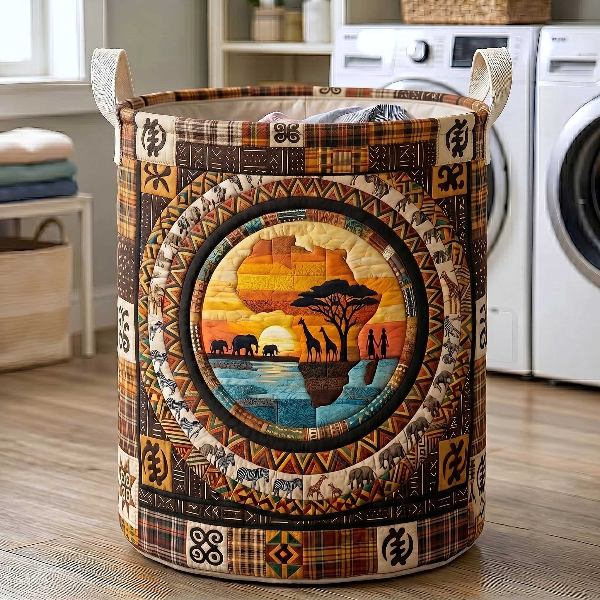 African Roots Quilted Laundry Basket GFTOTP19890