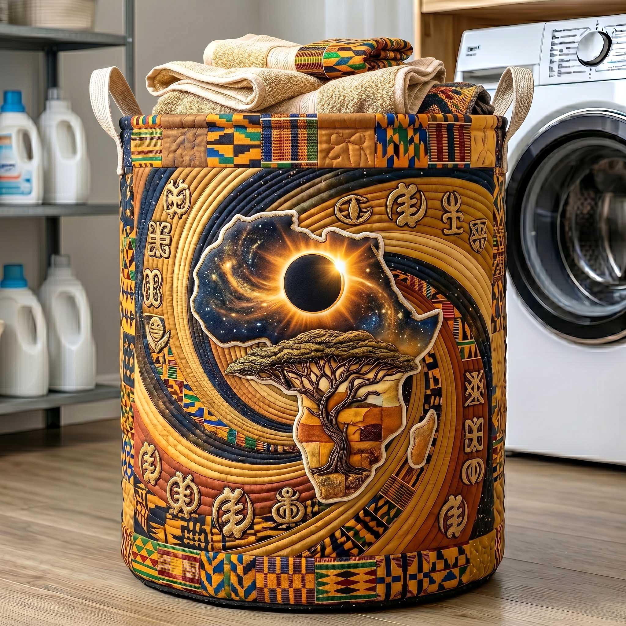 African Roots Quilted Laundry Basket GFTOTP19891