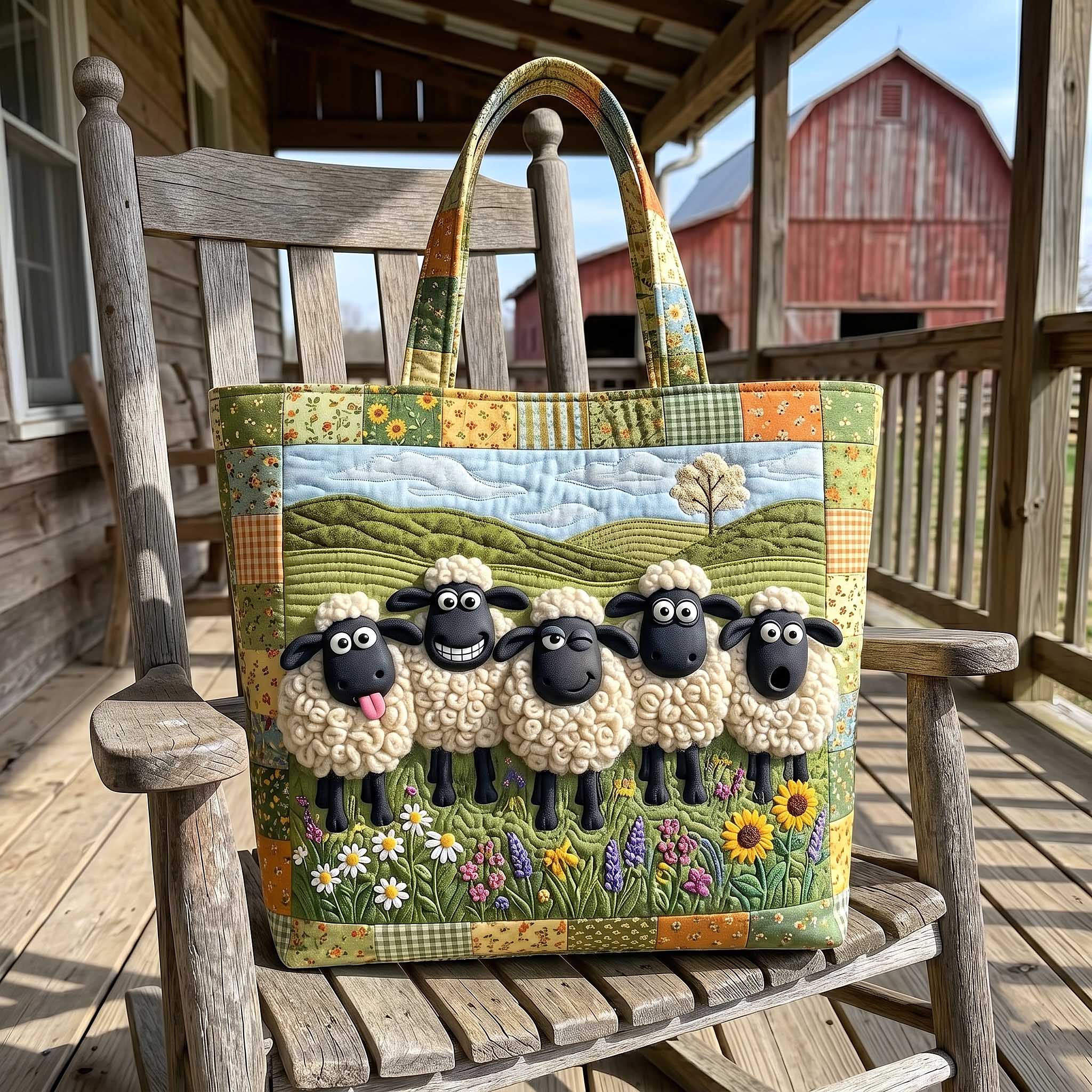 Funky Sheeps Quilted Tote Bag GFTOTP19967