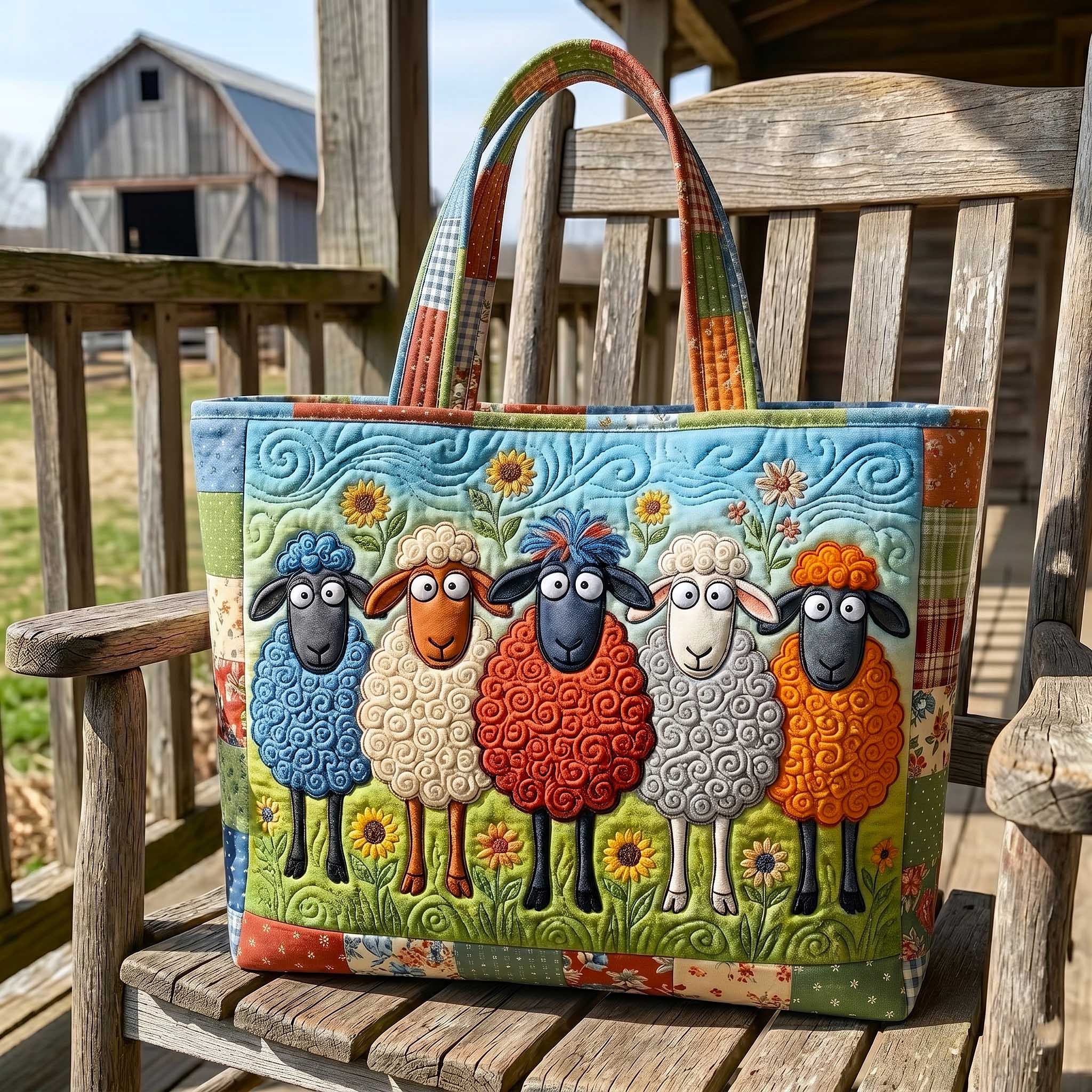 Funky Sheeps Quilted Tote Bag GFTOTP19971
