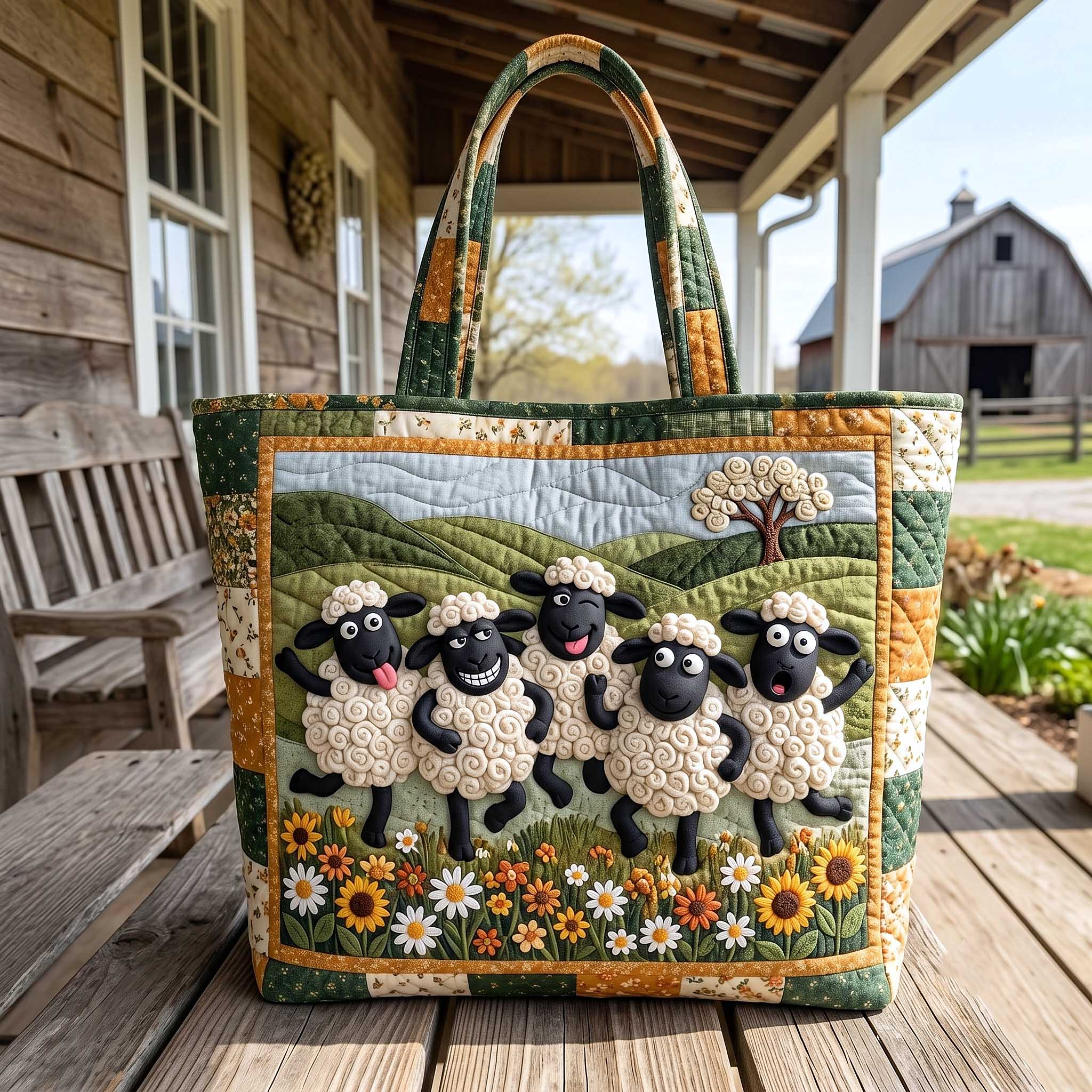 Funky Sheeps Quilted Tote Bag GFTOTP19972