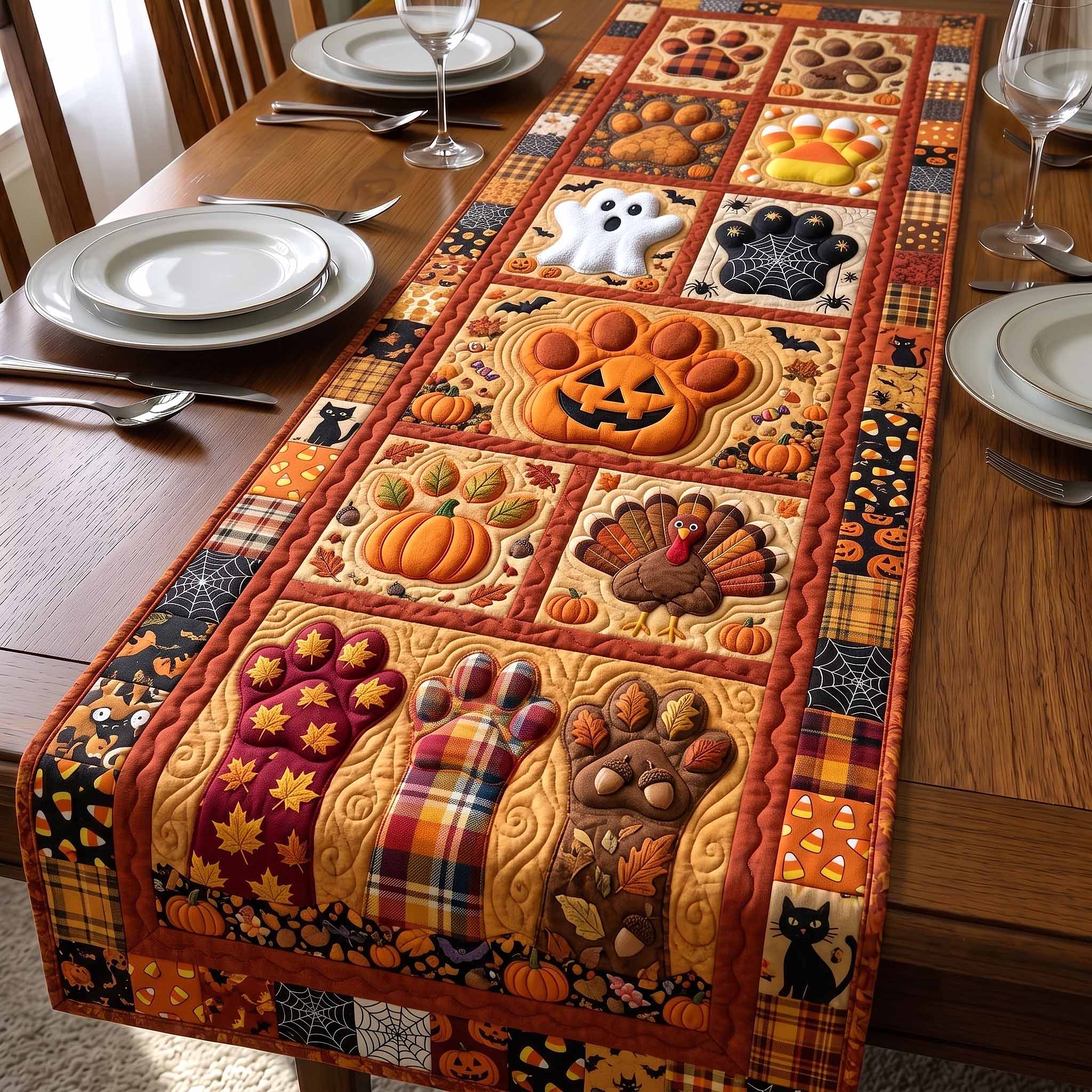 Harvest Paws Quilted Table Runner GFTOTP20153