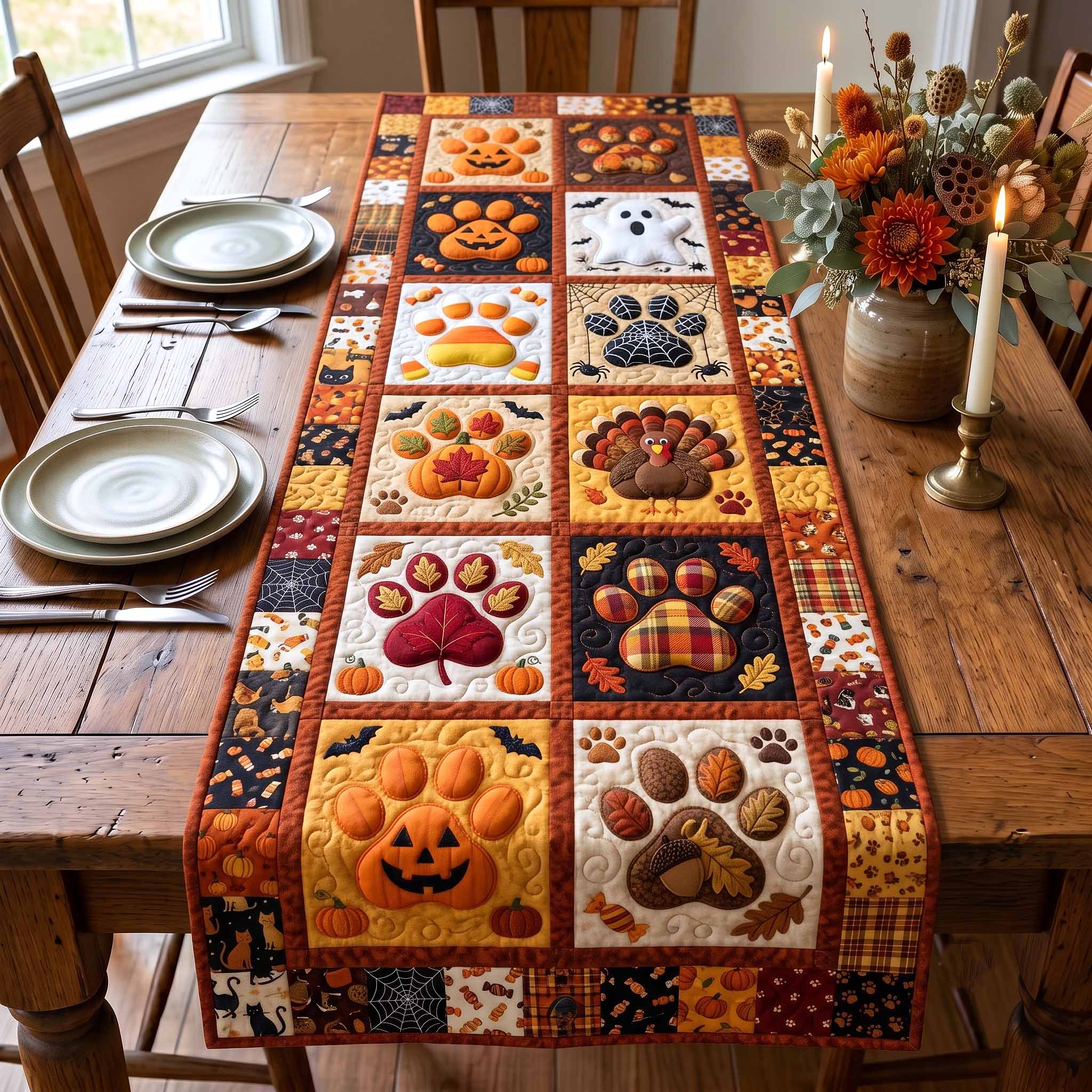 Harvest Paws Quilted Table Runner GFTOTP20154