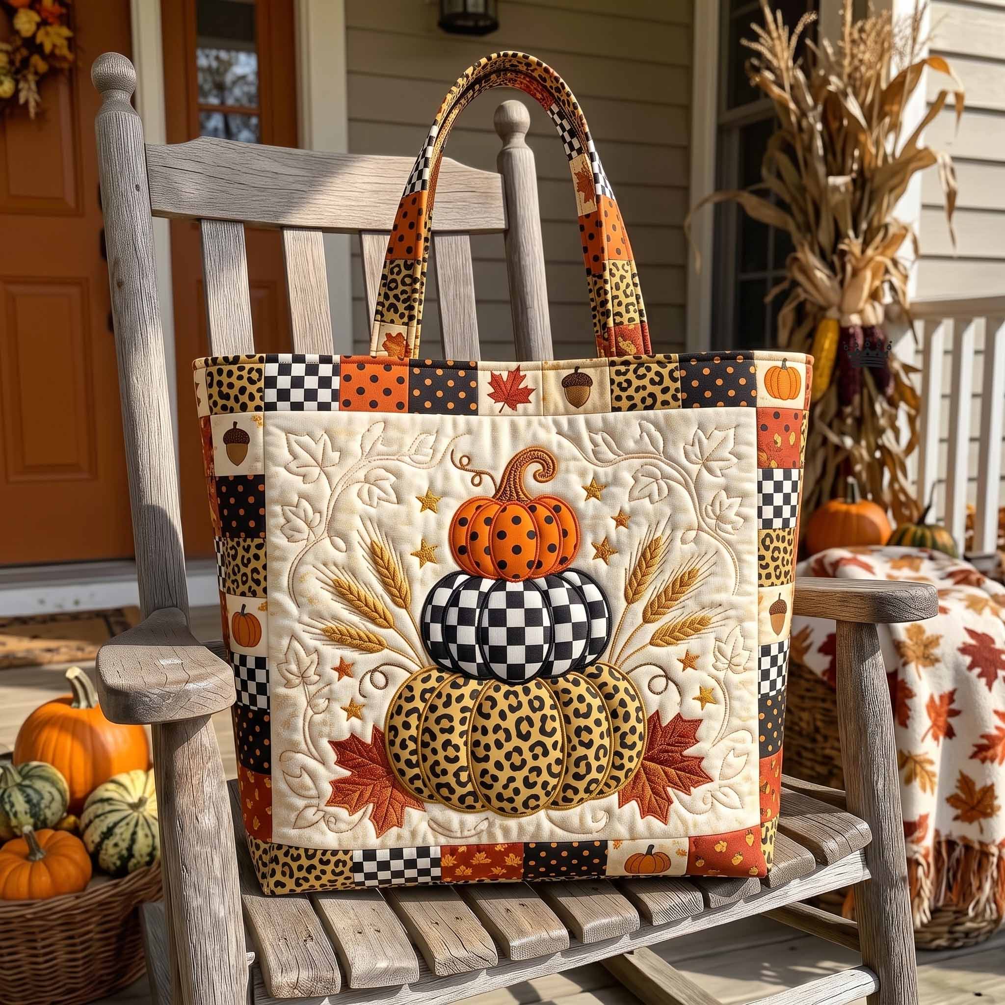 Pumpkin Bliss Quilted Tote Bag GFTOTP20225