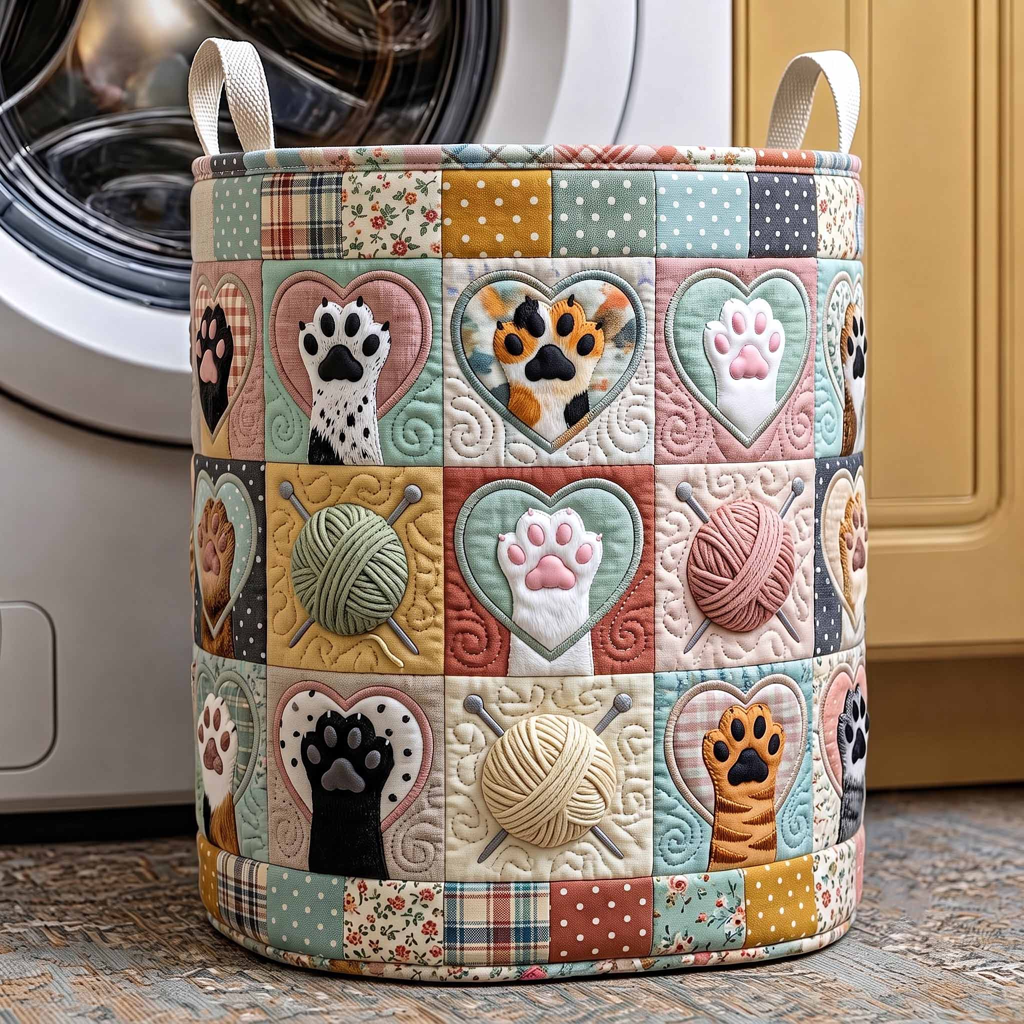 Paws And Purrs Quilted Laundry Basket GFTOTP20261