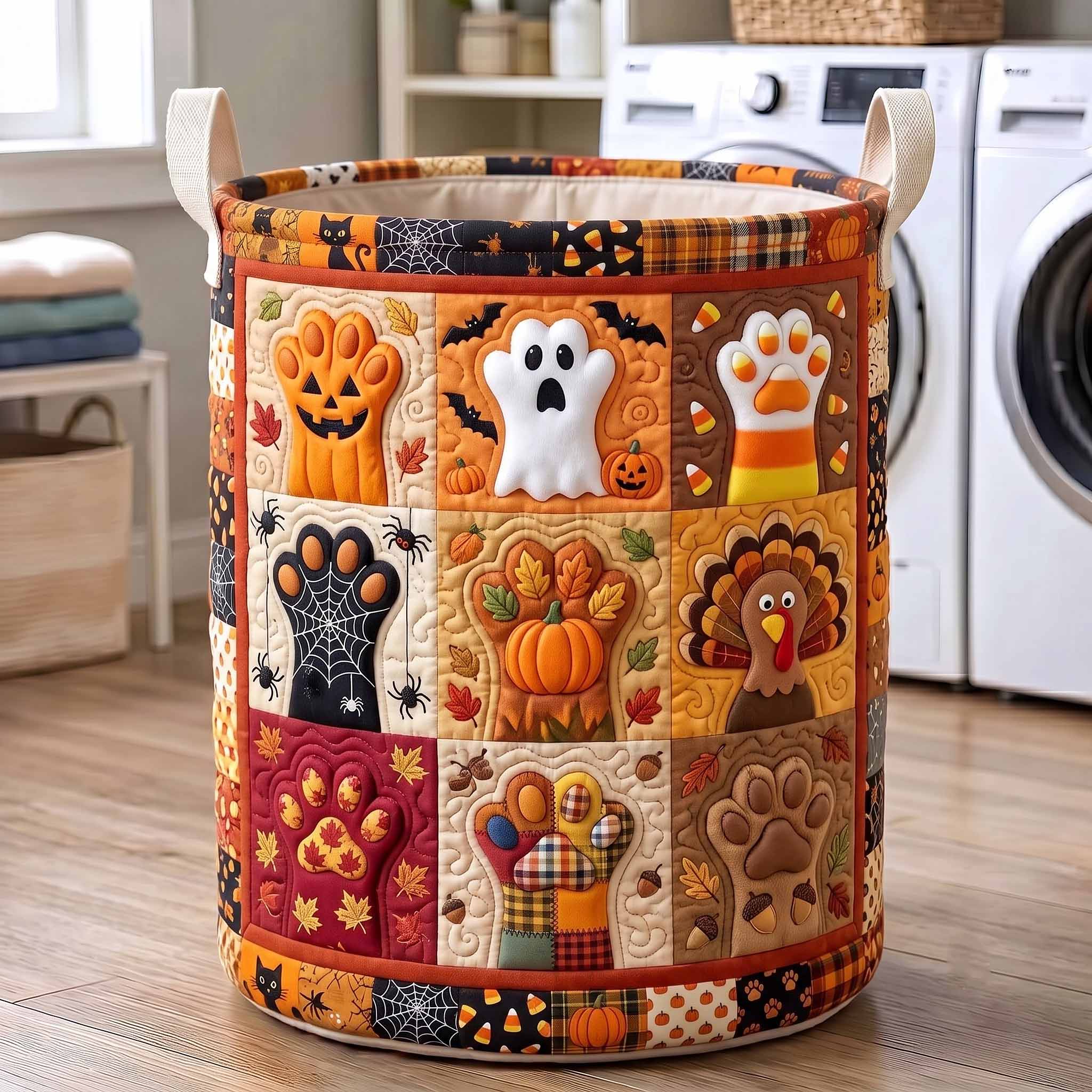 Halloween Paws Quilted Laundry Basket GFTOTP20314