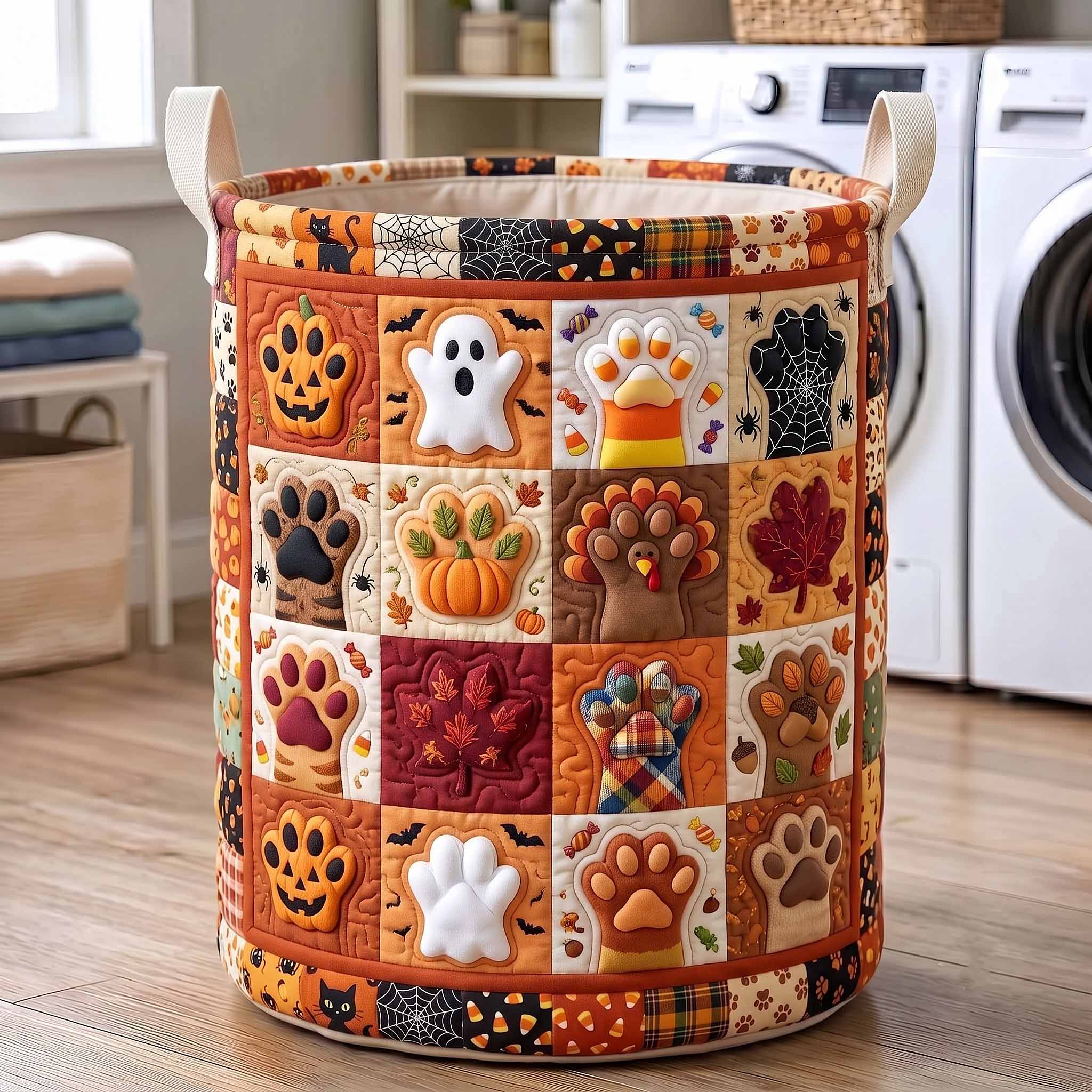 Halloween Paws Quilted Laundry Basket GFTOTP20315
