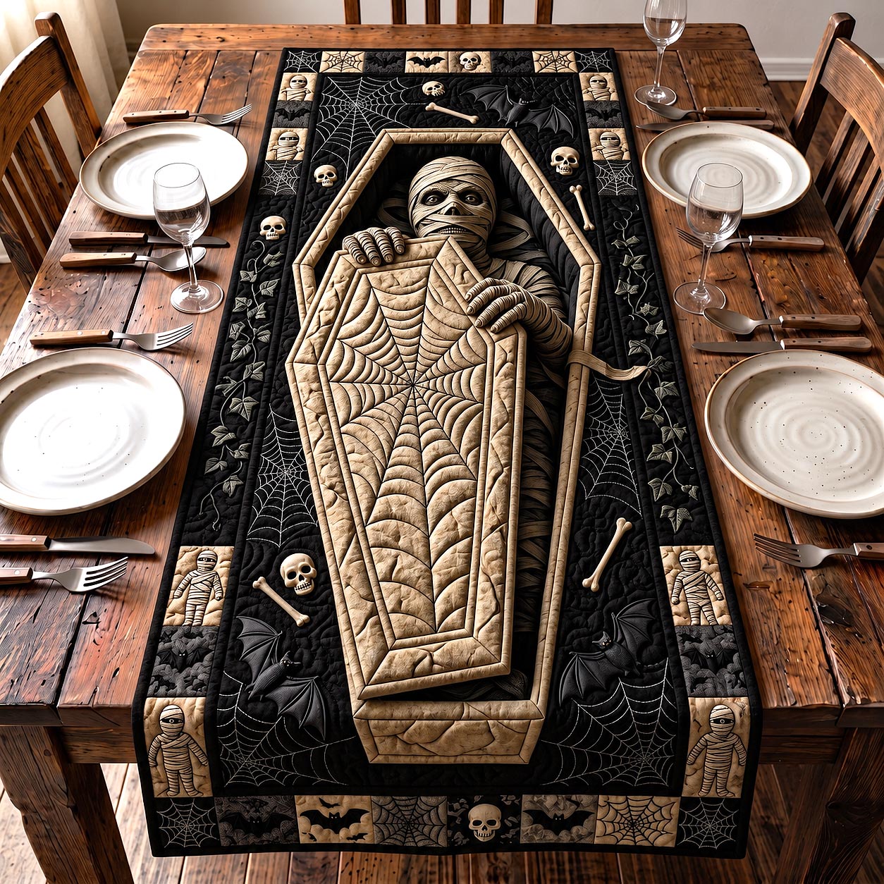 Haunted Coffin Quilted Table Runner GFTOTP20440