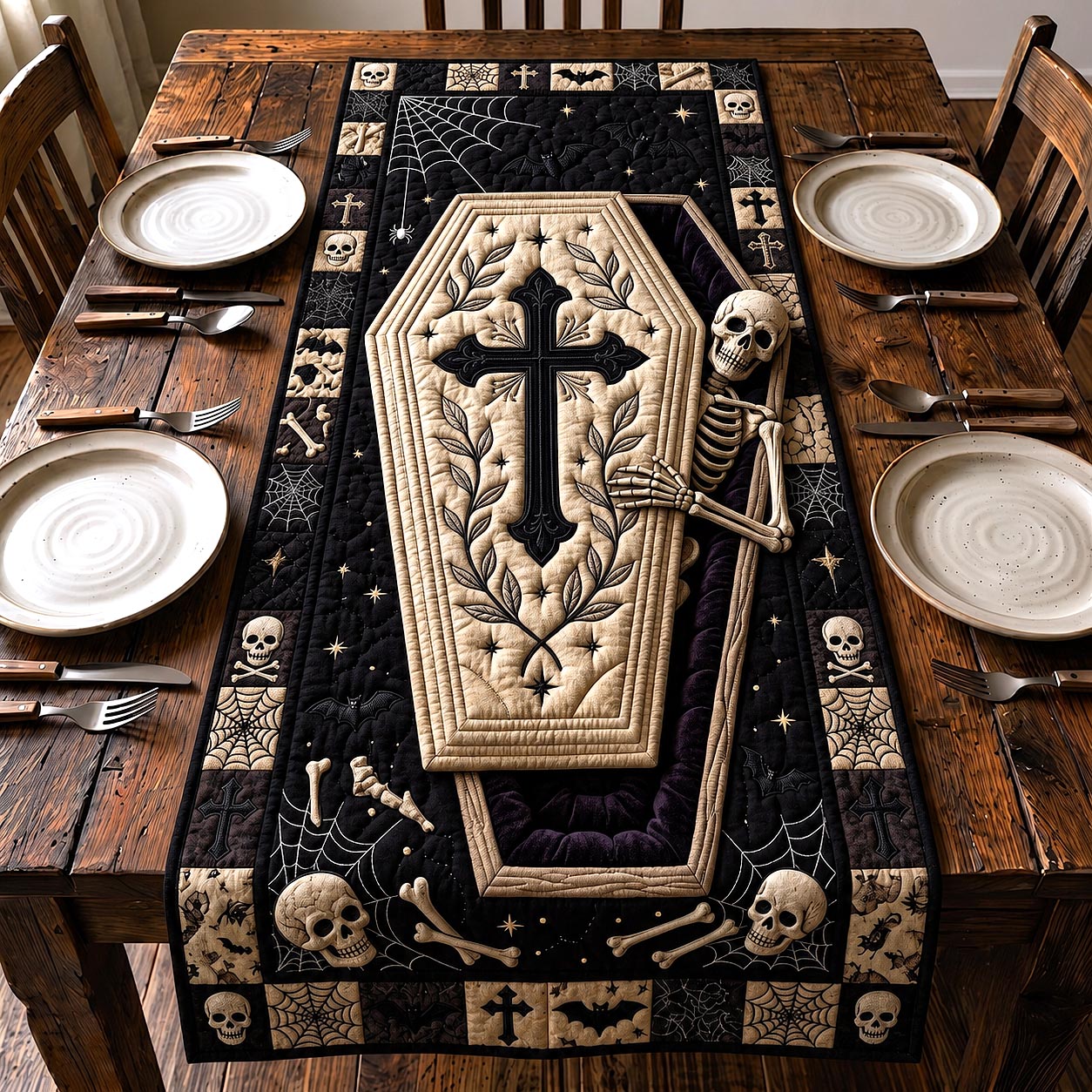 Haunted Coffin Quilted Table Runner GFTOTP20441