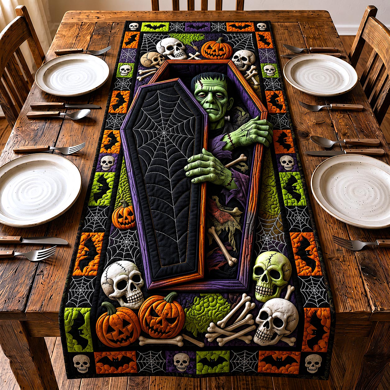 Haunted Coffin Quilted Table Runner GFTOTP20442