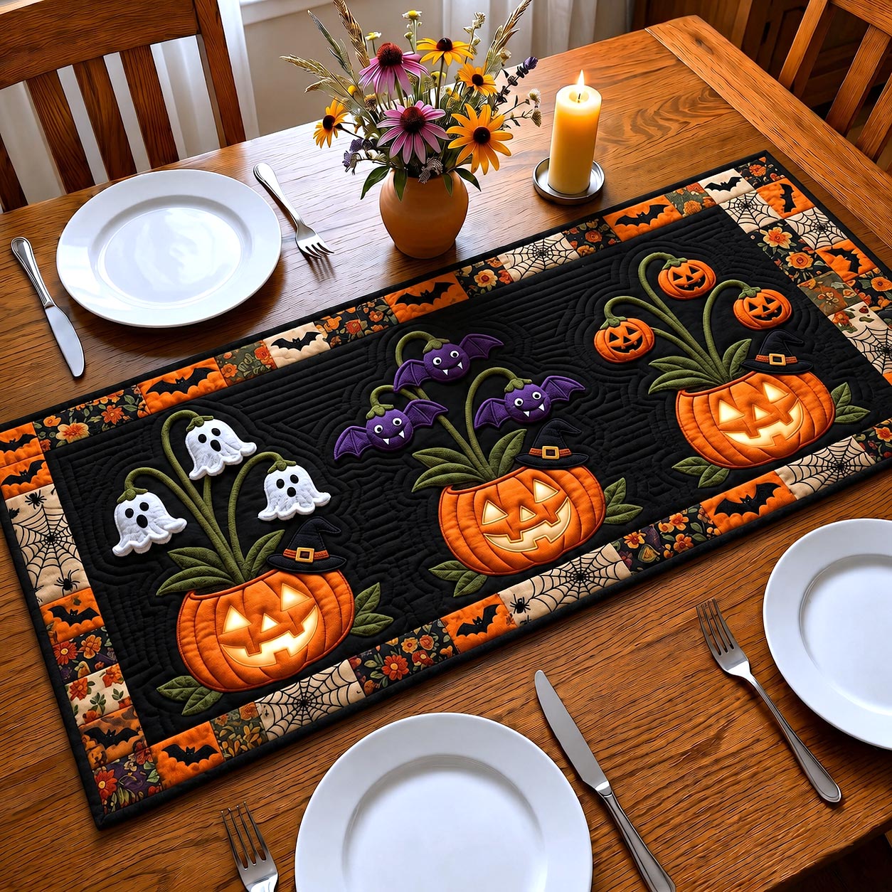 Spooky Blooms Quilted Table Runner GFTOTP20445