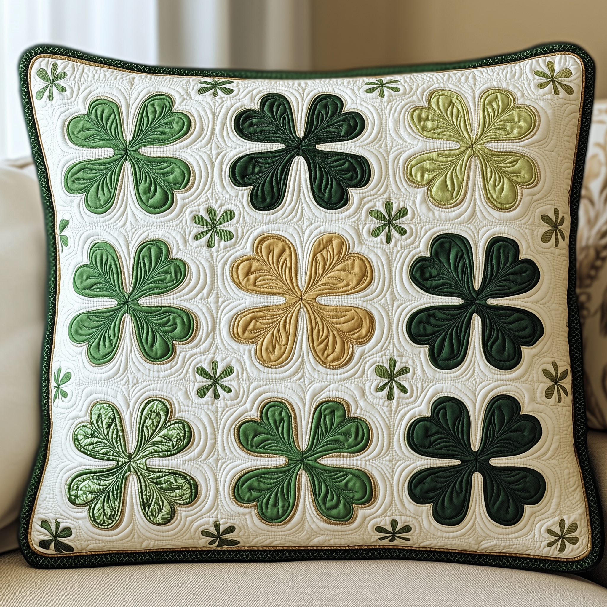 Irish Shamrock Quilted Pillow Case GFTOTP2549