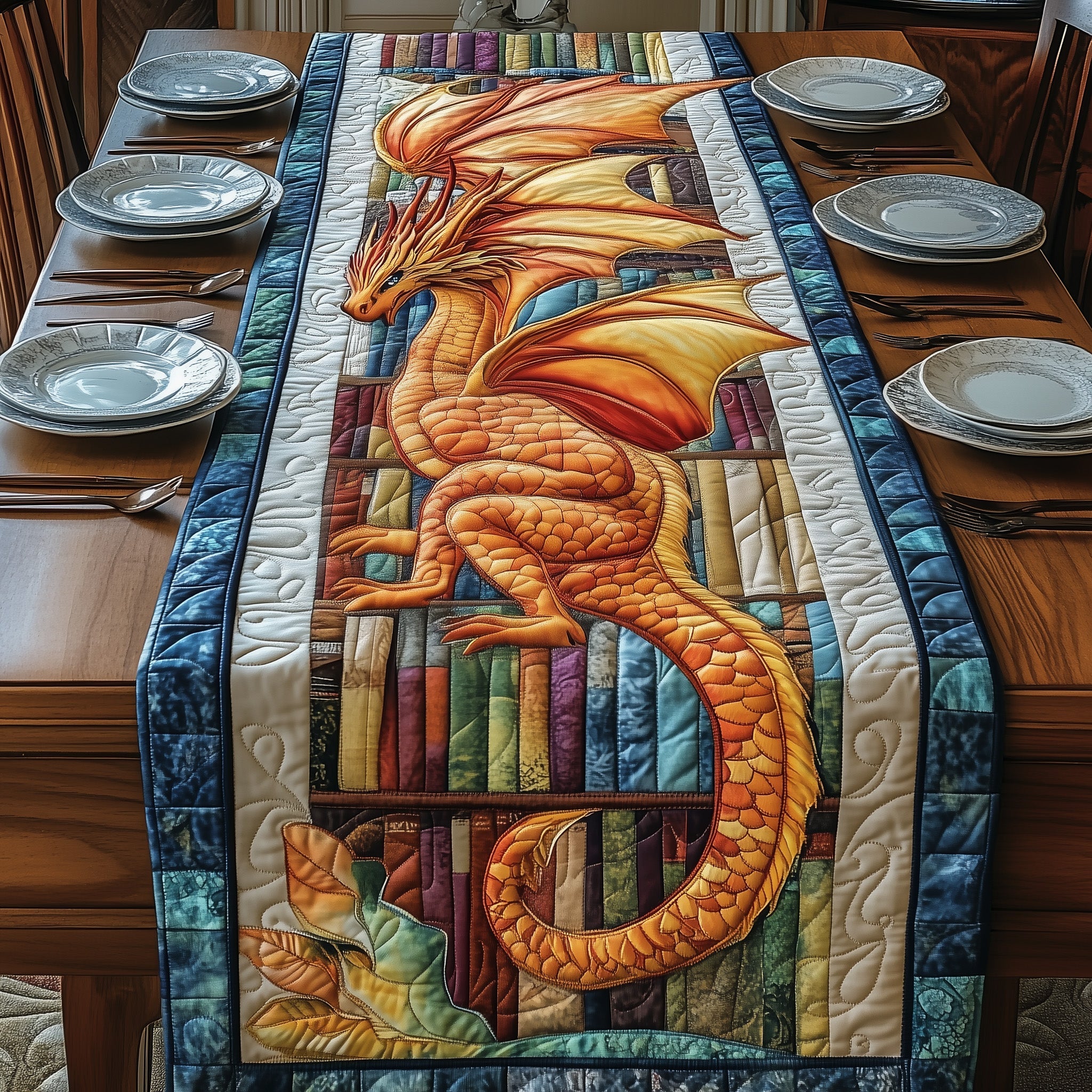 Library Dragon Quilted Table Runner GFTOTP3577