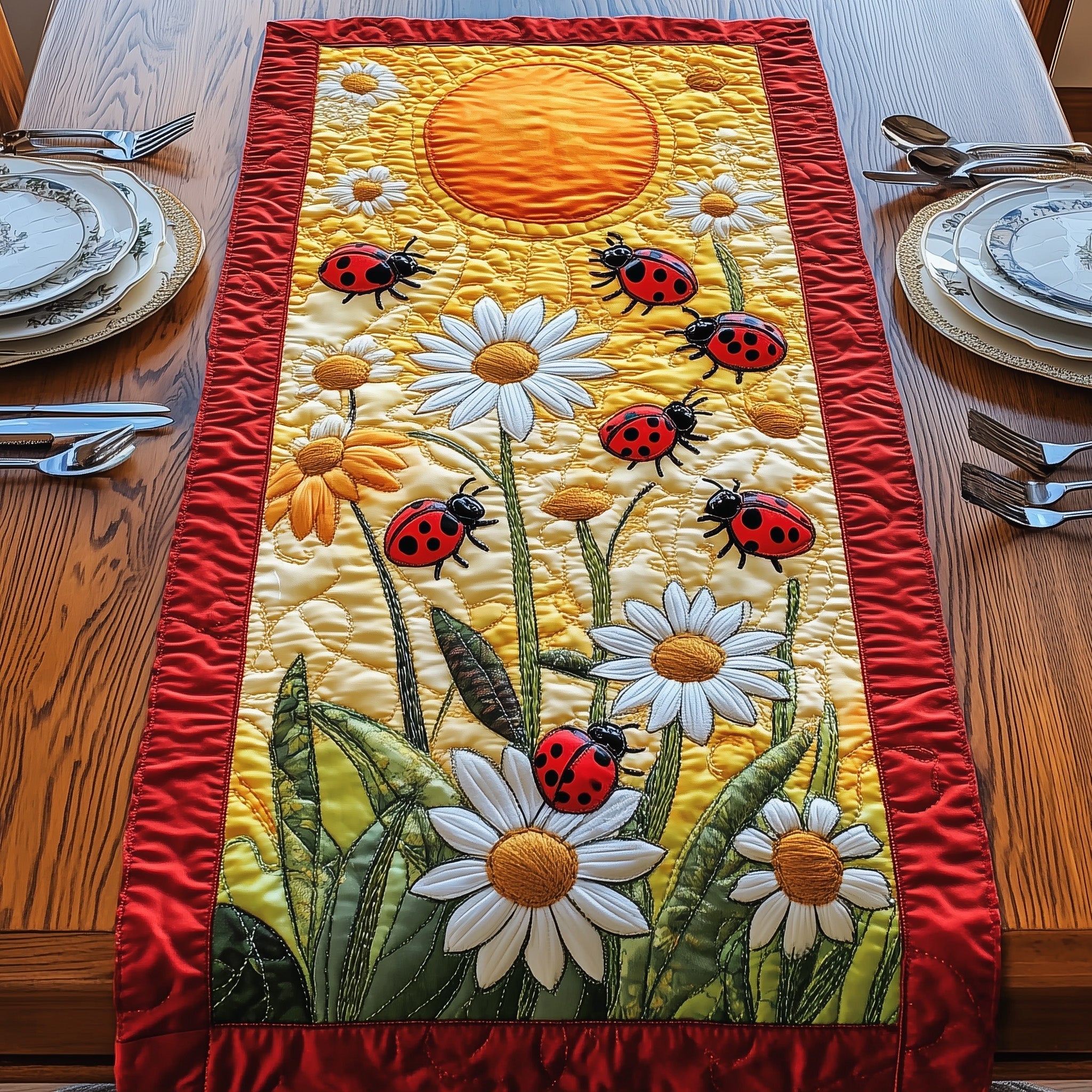 Springtime Ladybug Quilted Table Runner GFTOTP4122
