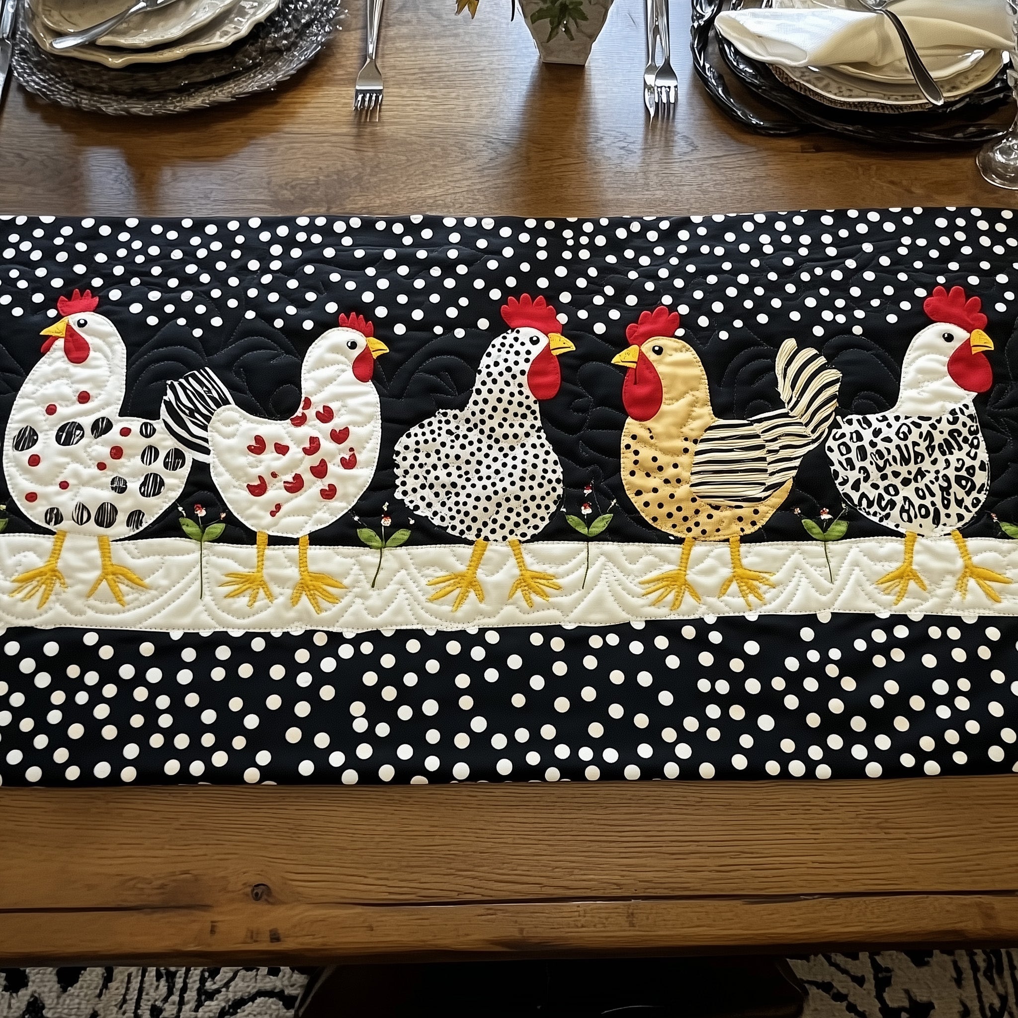 Whimsy Hen Quilted Table Runner GFTOTP6467