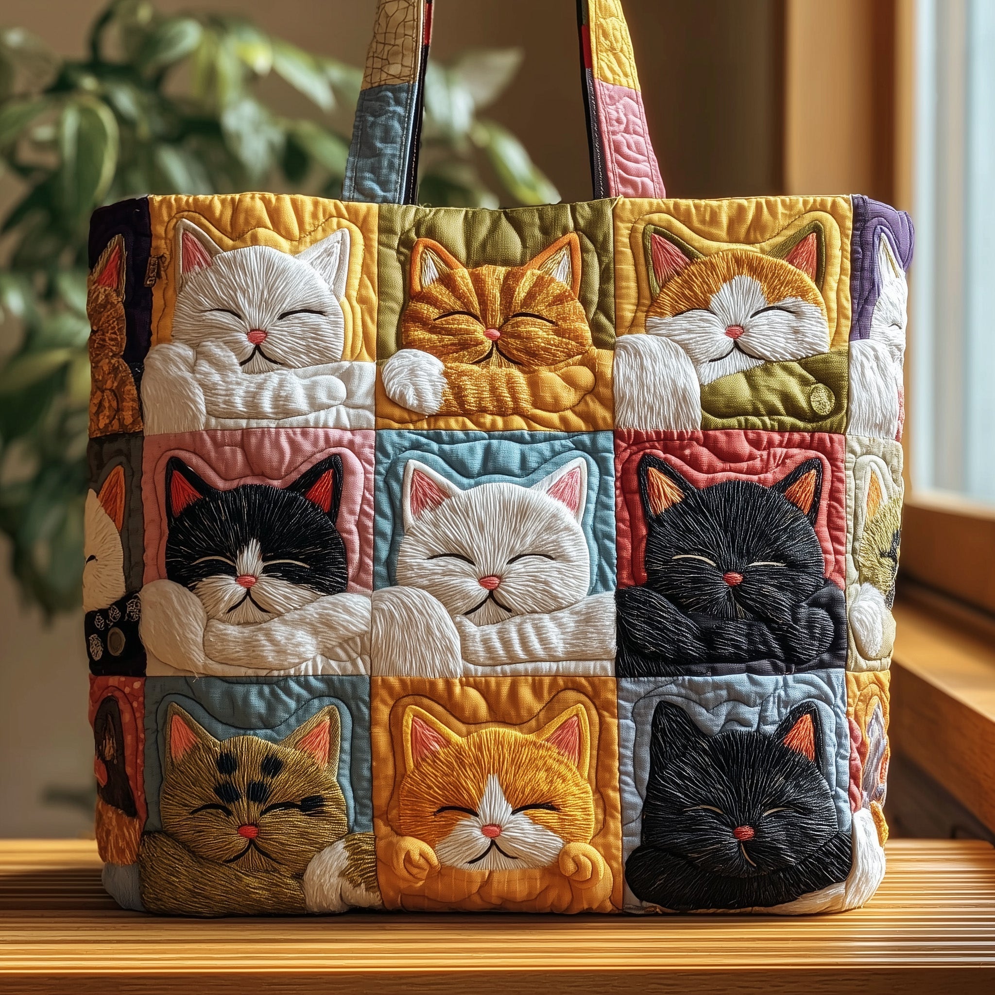 Whiskered Whimsy Quilted Tote Bag GFTOTP9653