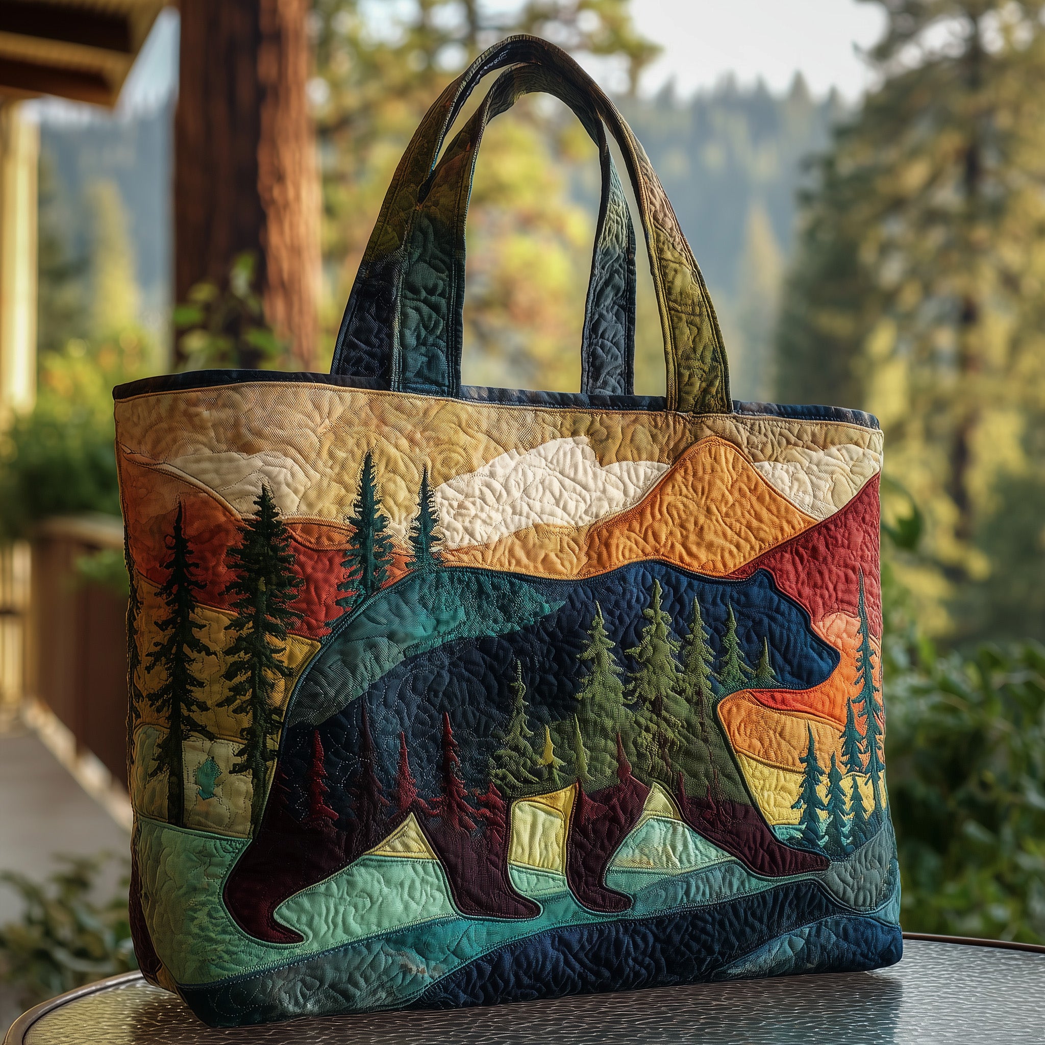 Woodland Bear Quilted Tote Bag GFTOTP9956