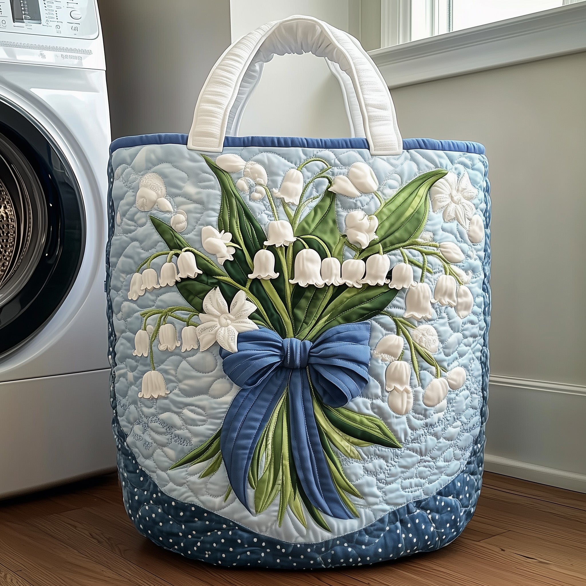 Lily Of The Valley Quilted Laundry Basket GFTOXM193