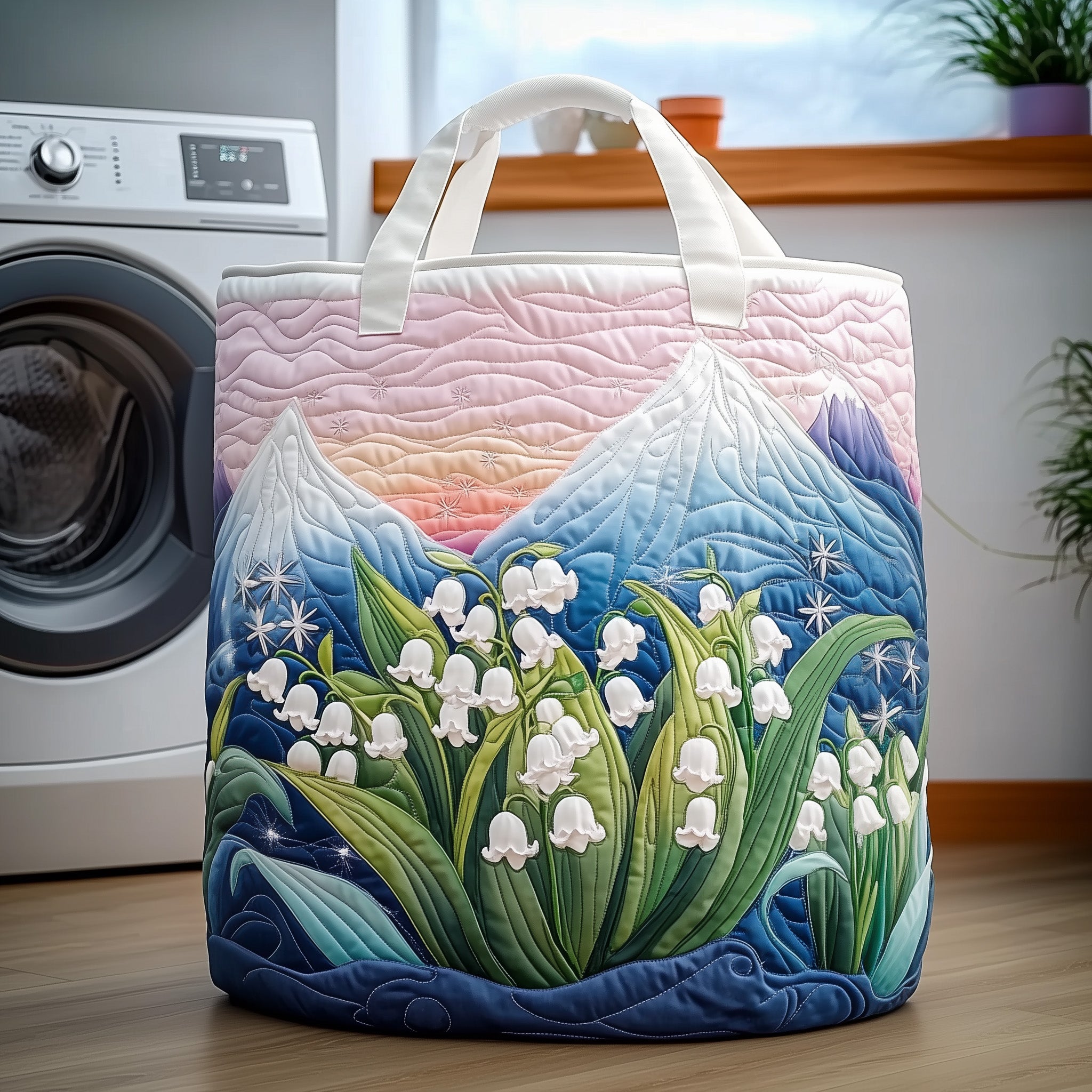 Lily Of The Valley Quilted Laundry Basket GFTOXM195