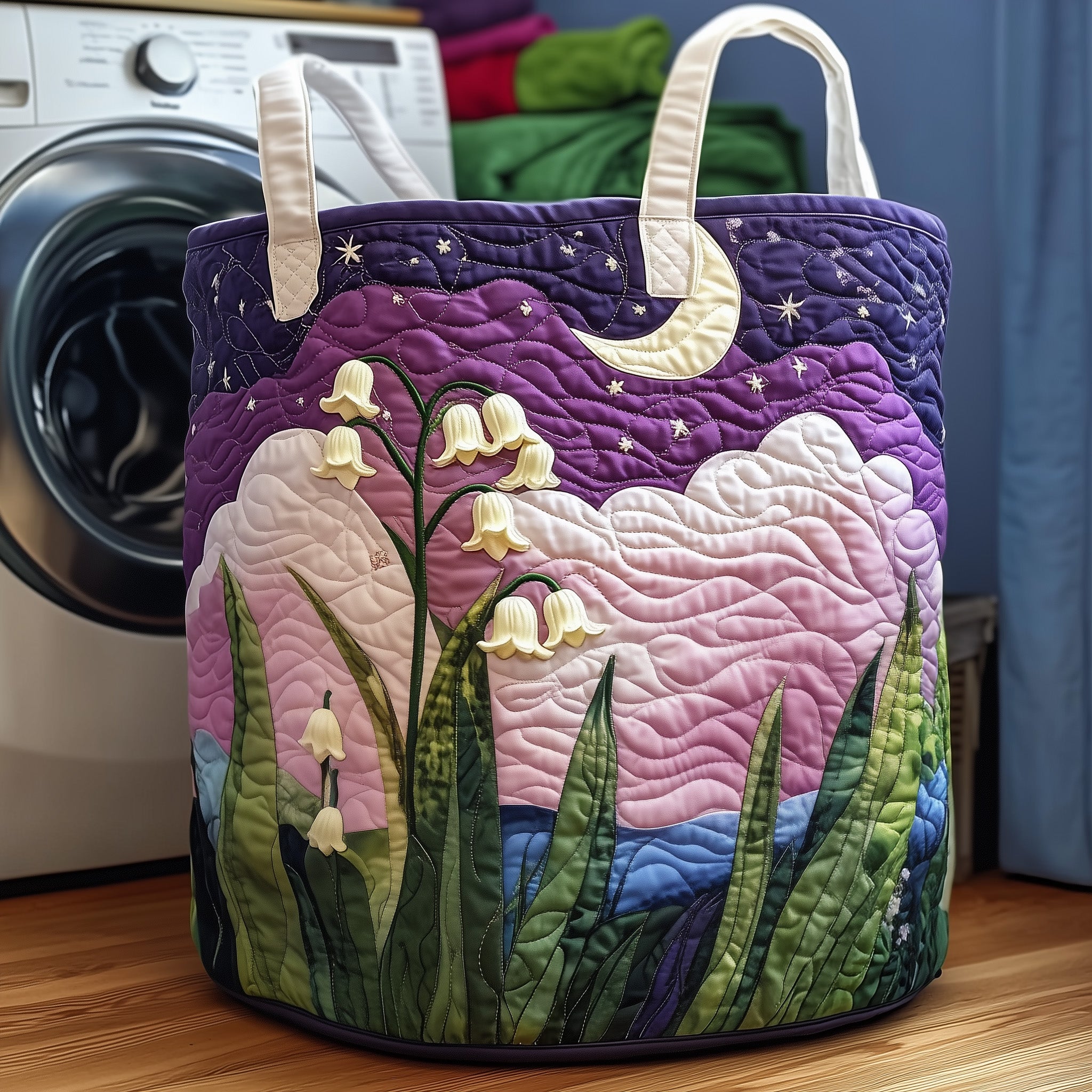 Lily Of The Valley Quilted Laundry Basket GFTOXM196