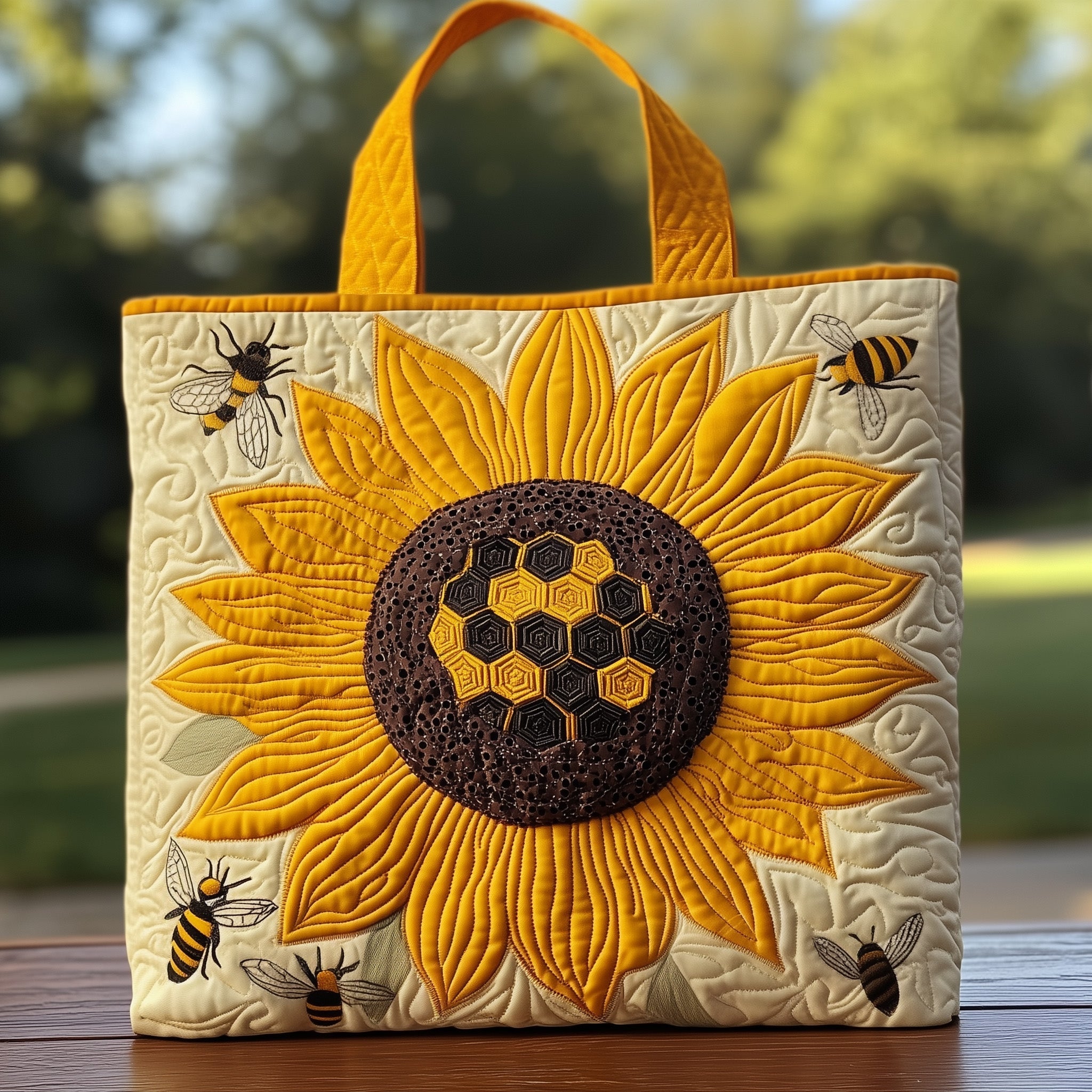 Sunflower And Bee Quilted Tote Bag GFTOXM209