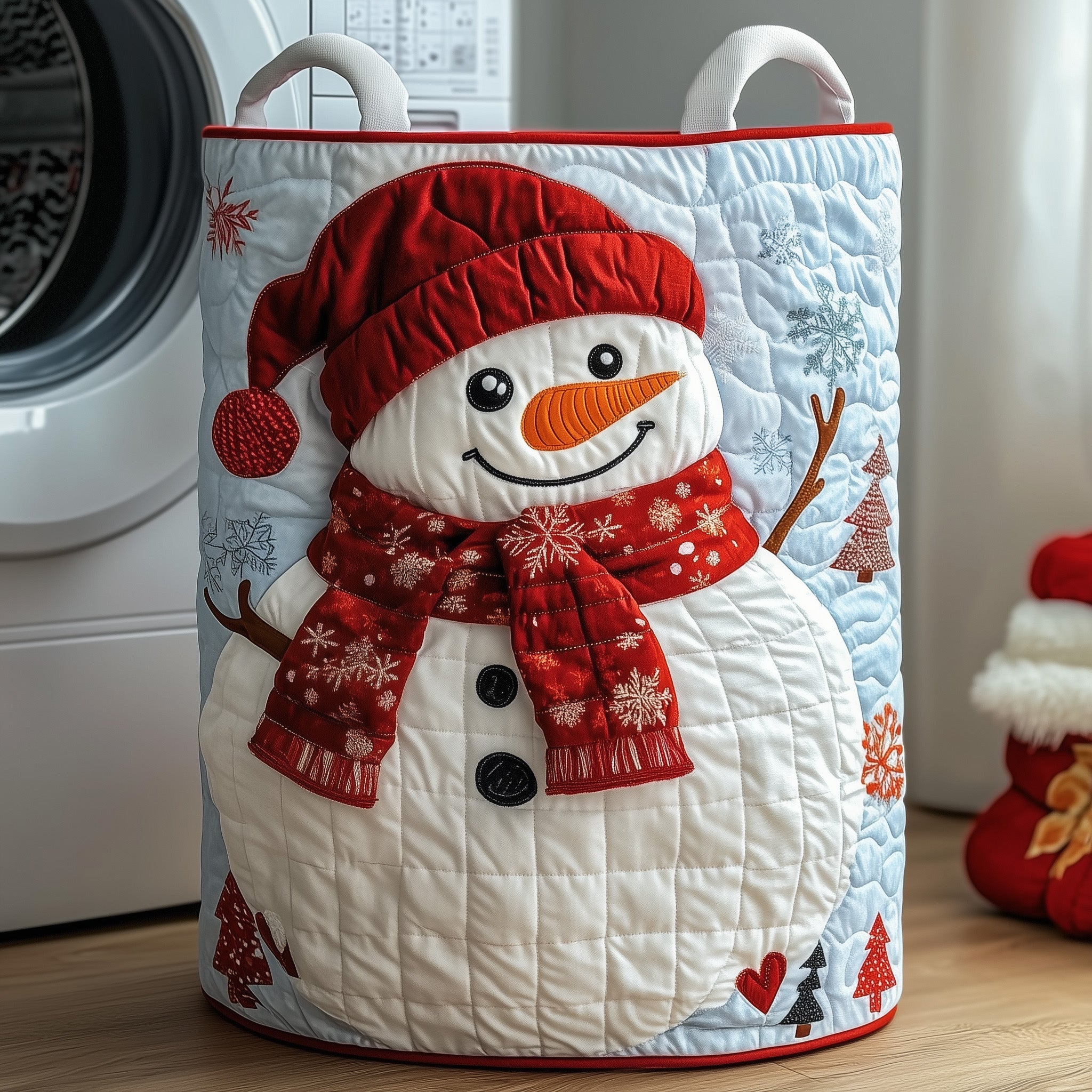 Christmas Snowman Quilted Laundry Basket GFTOXM237